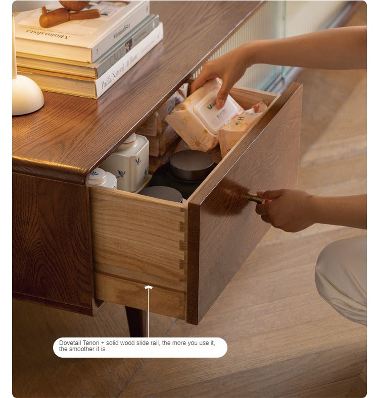 Solid Oak Wood TV Stand with Glass Sliding Doors - Modern Entertainment Center for Living Room, Bedroom & Home Theater