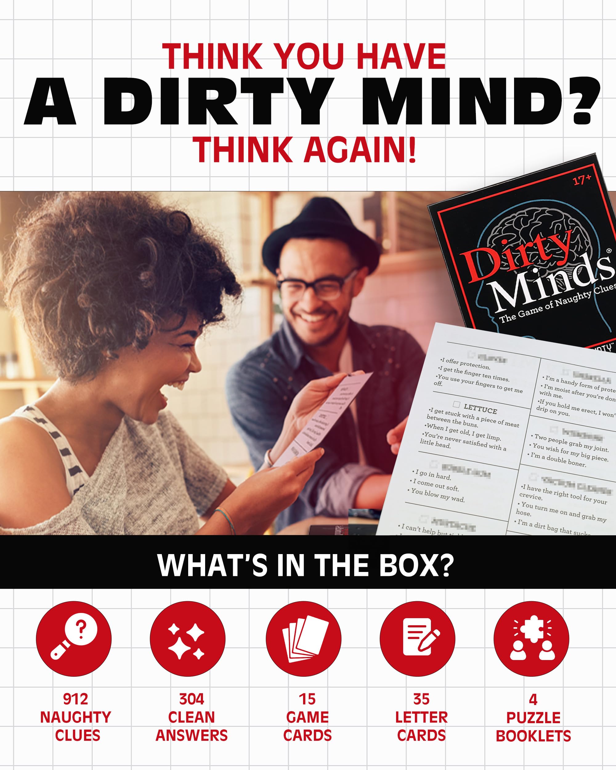 Dirty Minds Party Game for Adults - Hilarious & Fun Card Game for Couples, Date Night & Group Gatherings | Perfect for Parties, Game Nights & Icebreaker Activities
