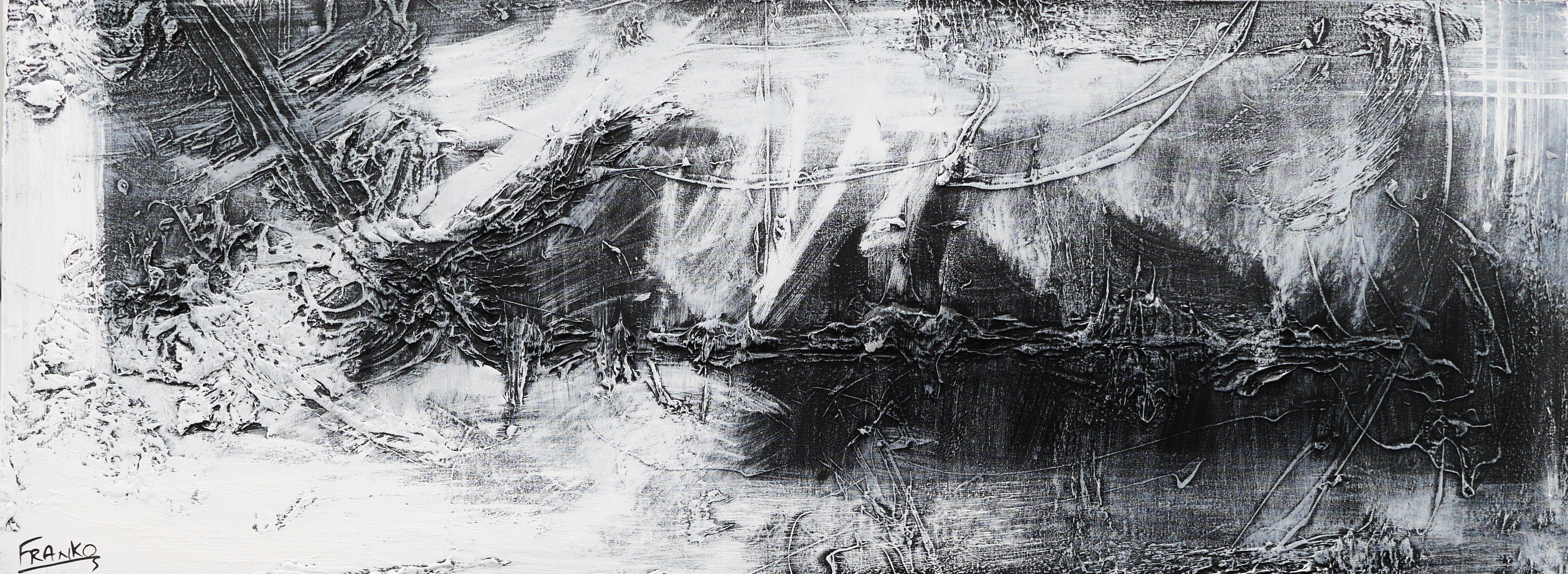 Black and White Abstract Canvas Painting 63