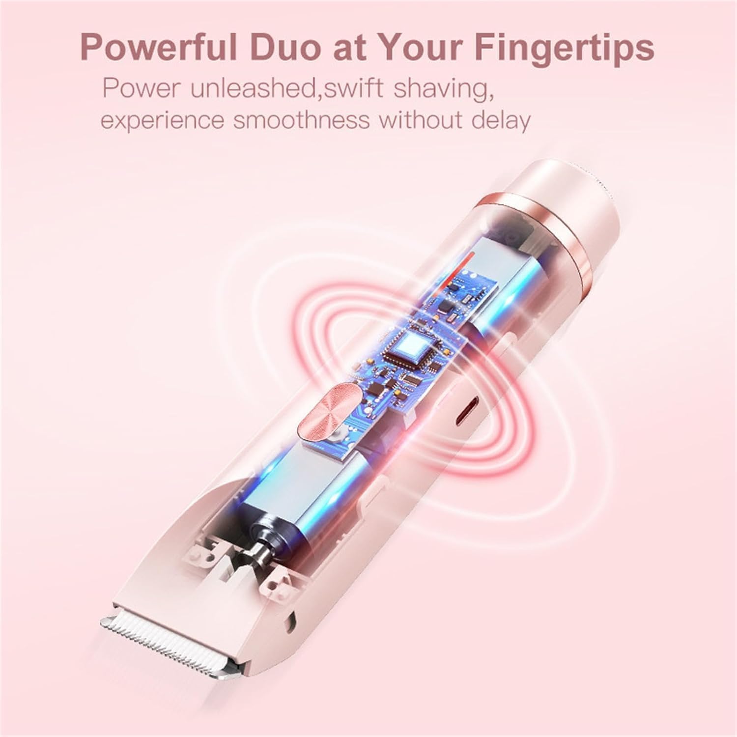 Ezme Trimmie 2.0 - 2-in-1 Electric Bikini Trimmer & Shaver for Women, Waterproof Wet/Dry Use with Double Head - Pink | Perfect for Travel, Gym & Sensitive Skin Care