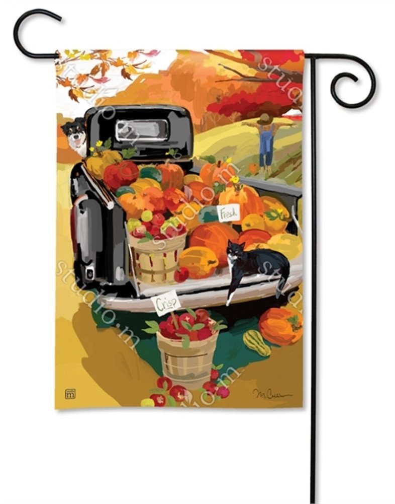 BreezeArt Pumpkin Truck Garden Flag - Fall Harvest Decorative Outdoor Flag for Yard, Lawn, and Porch - Perfect for Autumn, Thanksgiving, and Halloween Decor