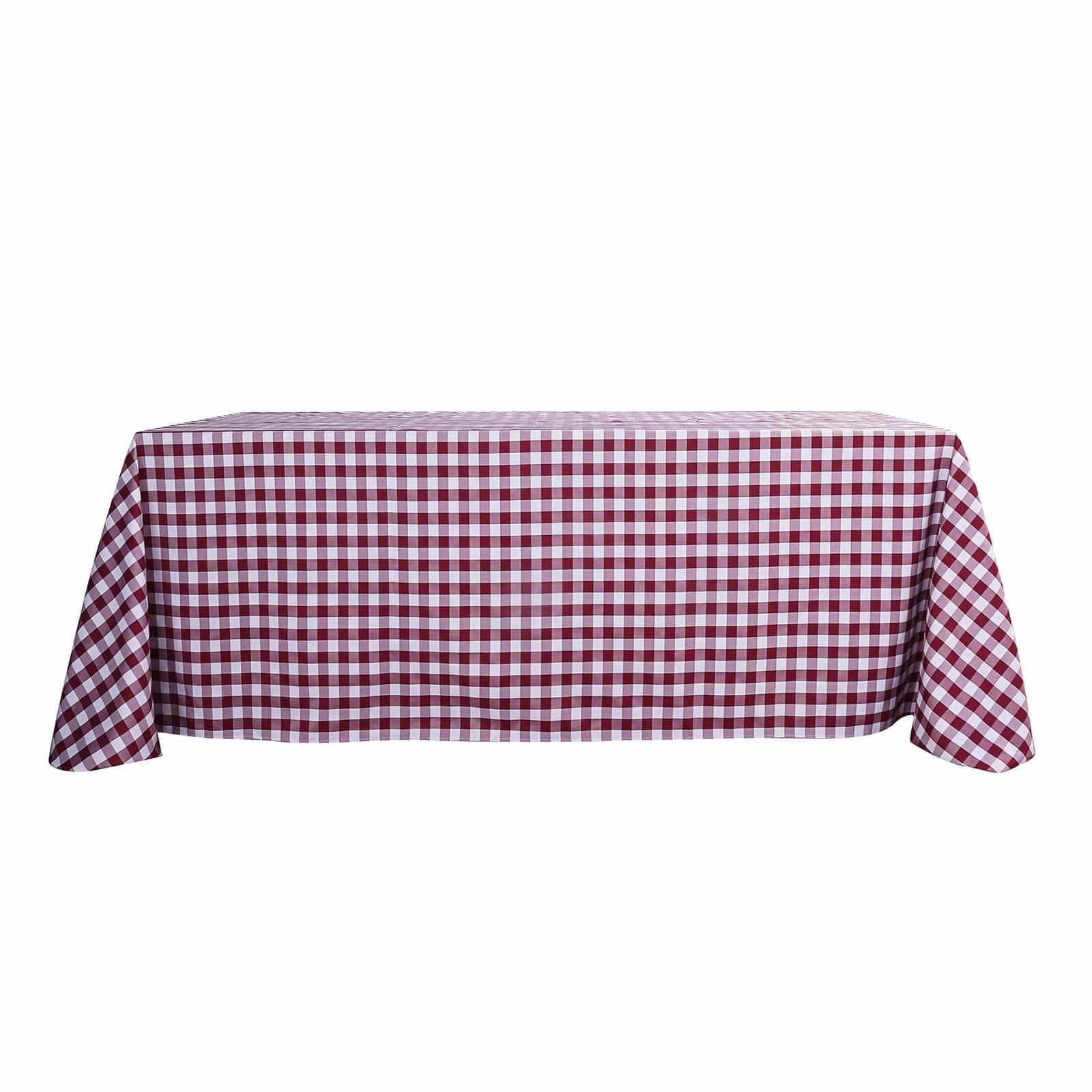 90x132 Inch Red and White Checkered Gingham Polyester Tablecloth - Waterproof & Wrinkle-Resistant for Picnics, Parties, and Outdoor Dining