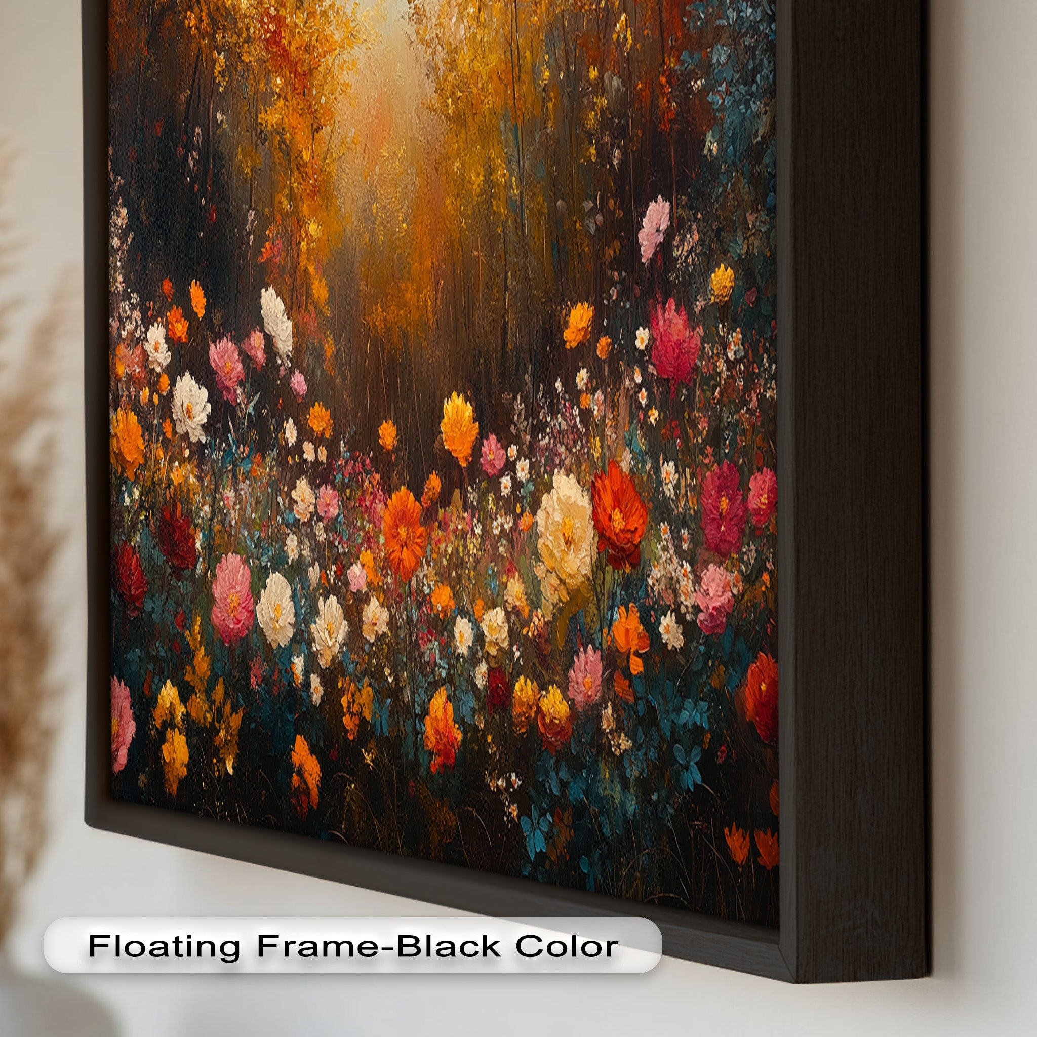 Autumn Floral Meadow Oil Painting - Vibrant Nature Landscape Artwork for Home Decor, Office Wall Art & Gift Ideas