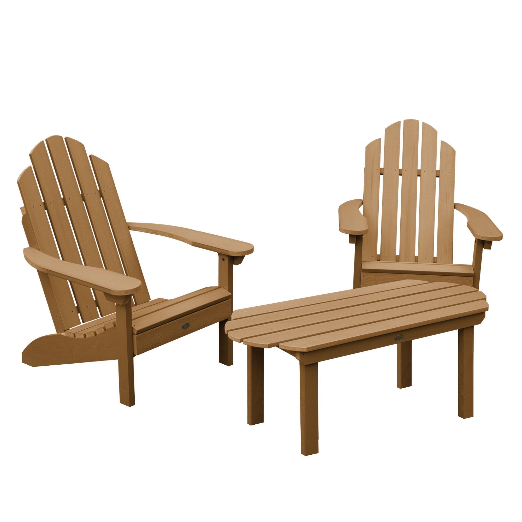 2-Piece Westport Adirondack Chair Set with Matching Conversation Table - Outdoor Patio Furniture for Garden, Deck, Poolside & Backyard Relaxation