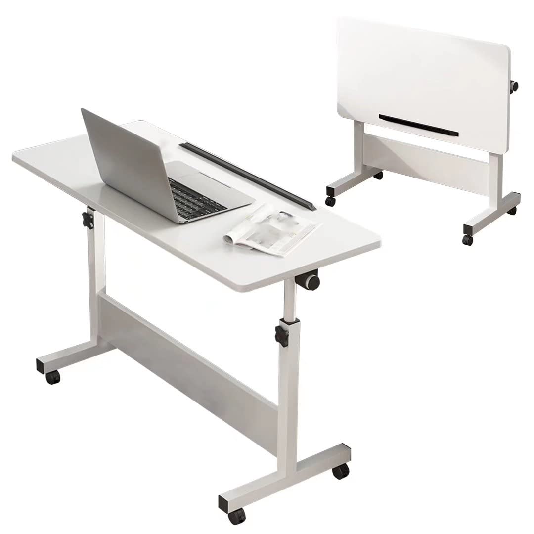 Ergonomic Adjustable Height Desk - 60×40cm White Folding Computer Desk for Home Office, Study, Gaming & Small Spaces | Perfect for Bedroom, Workstation & Compact Areas