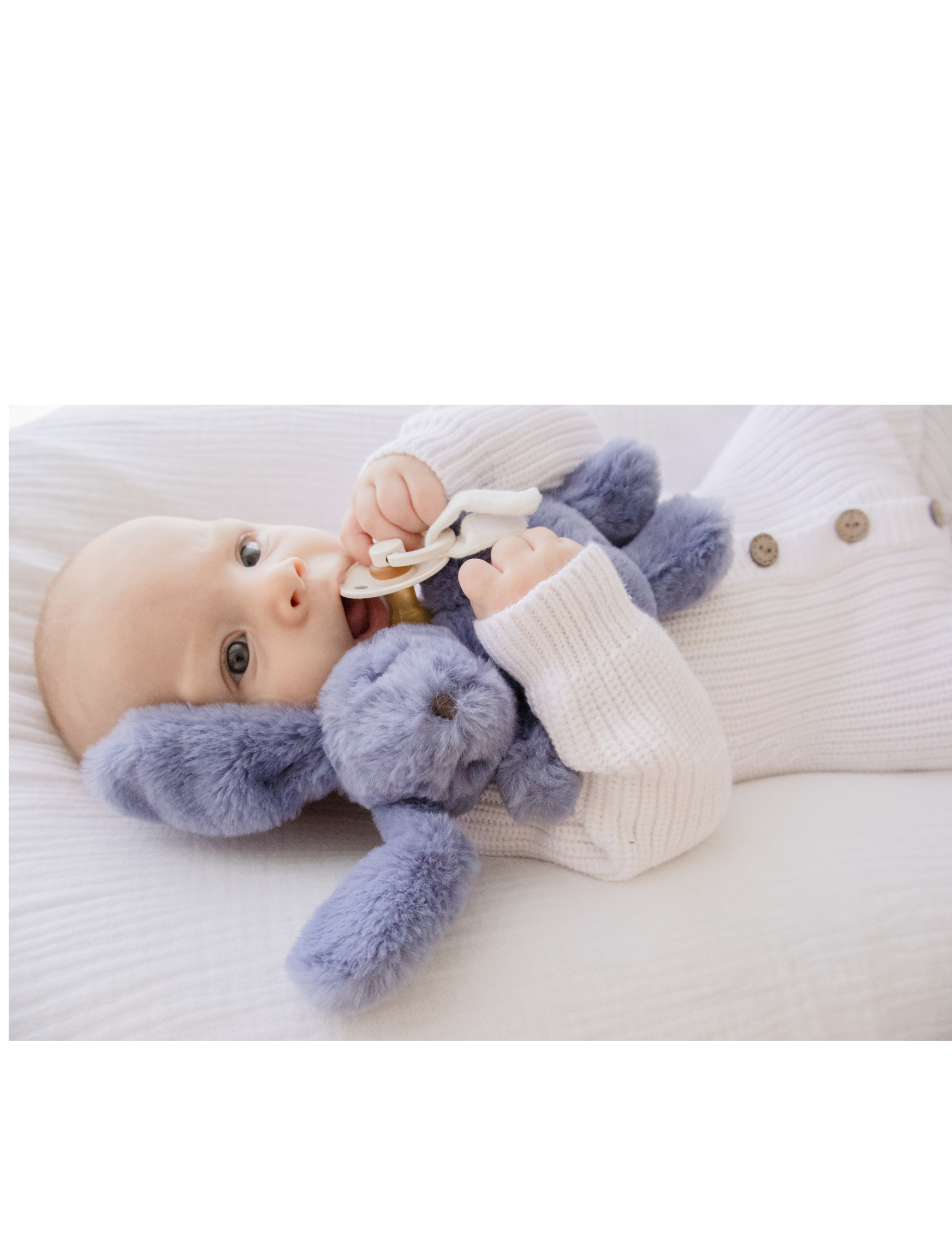 Soft Bunny Plush Toy & Pacifier Holder - Cute Stuffed Animal for Babies & Toddlers - Perfect for Nursery Decor, Baby Shower Gifts, and Soothing Teething Infants