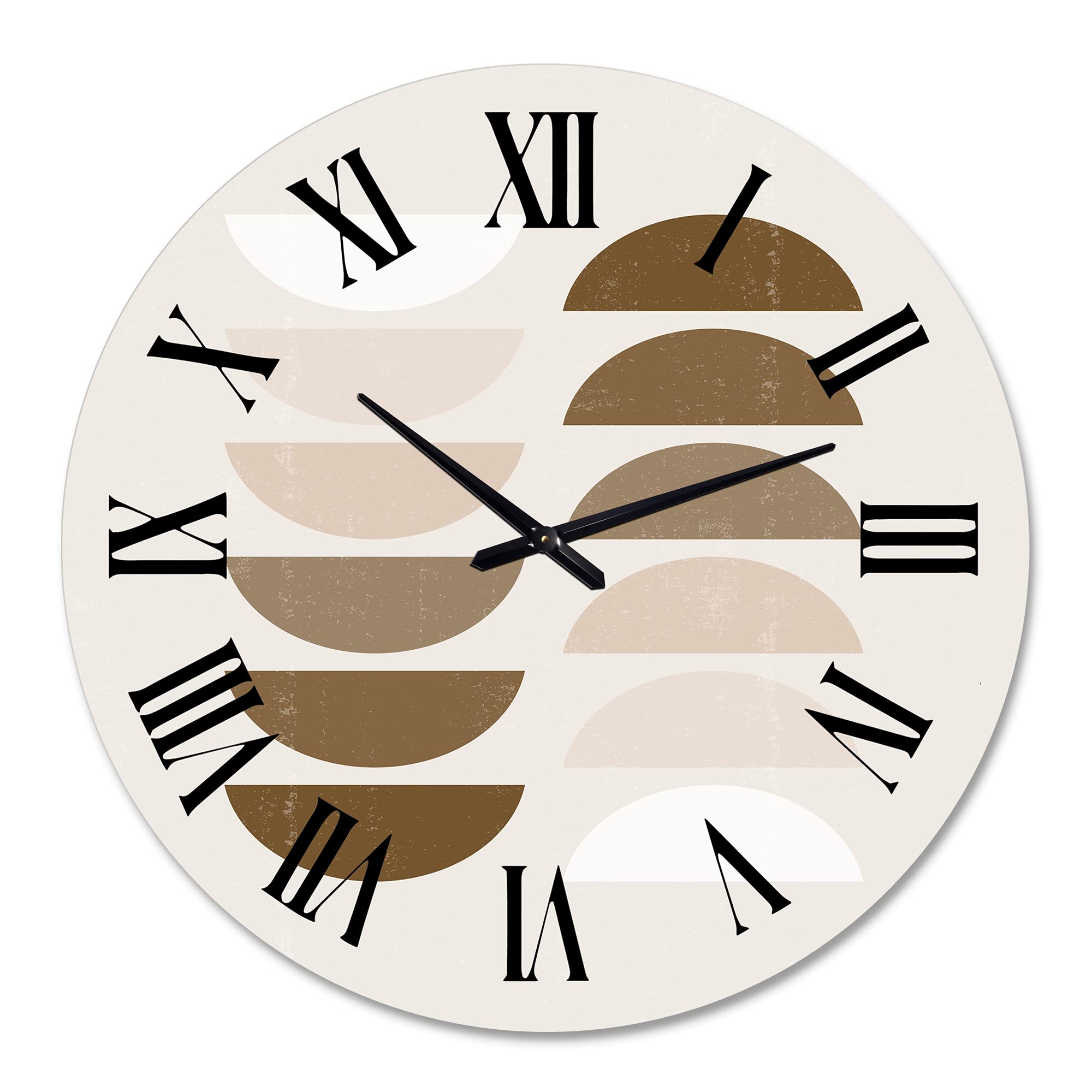 Abstract Sun & Moon Geometric Wall Clock - Modern Large Terracotta Design for Home & Office Decor | Perfect for Living Room, Bedroom, or Workspace