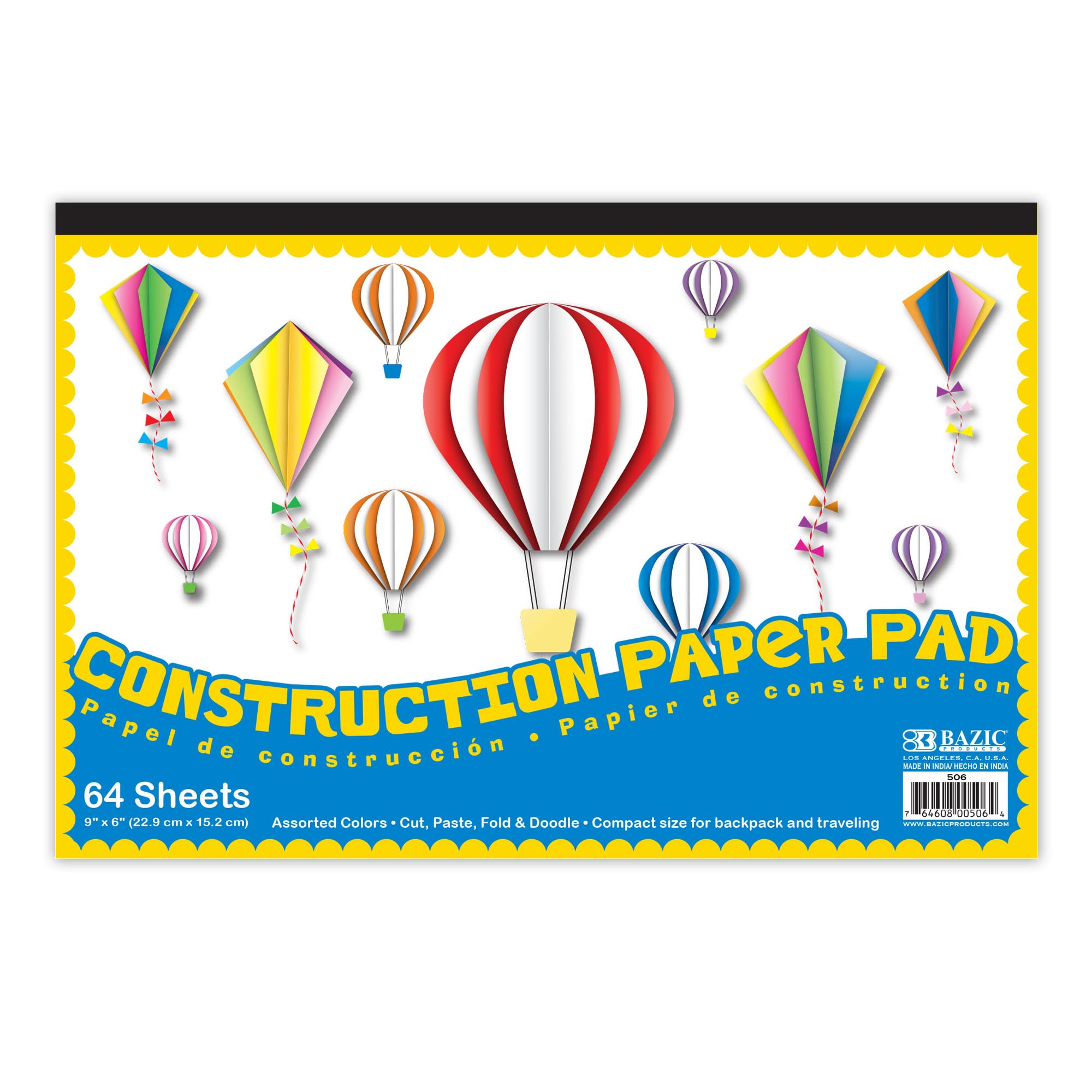 BAZIC 64-Sheet Mini Construction Paper Pad, 6