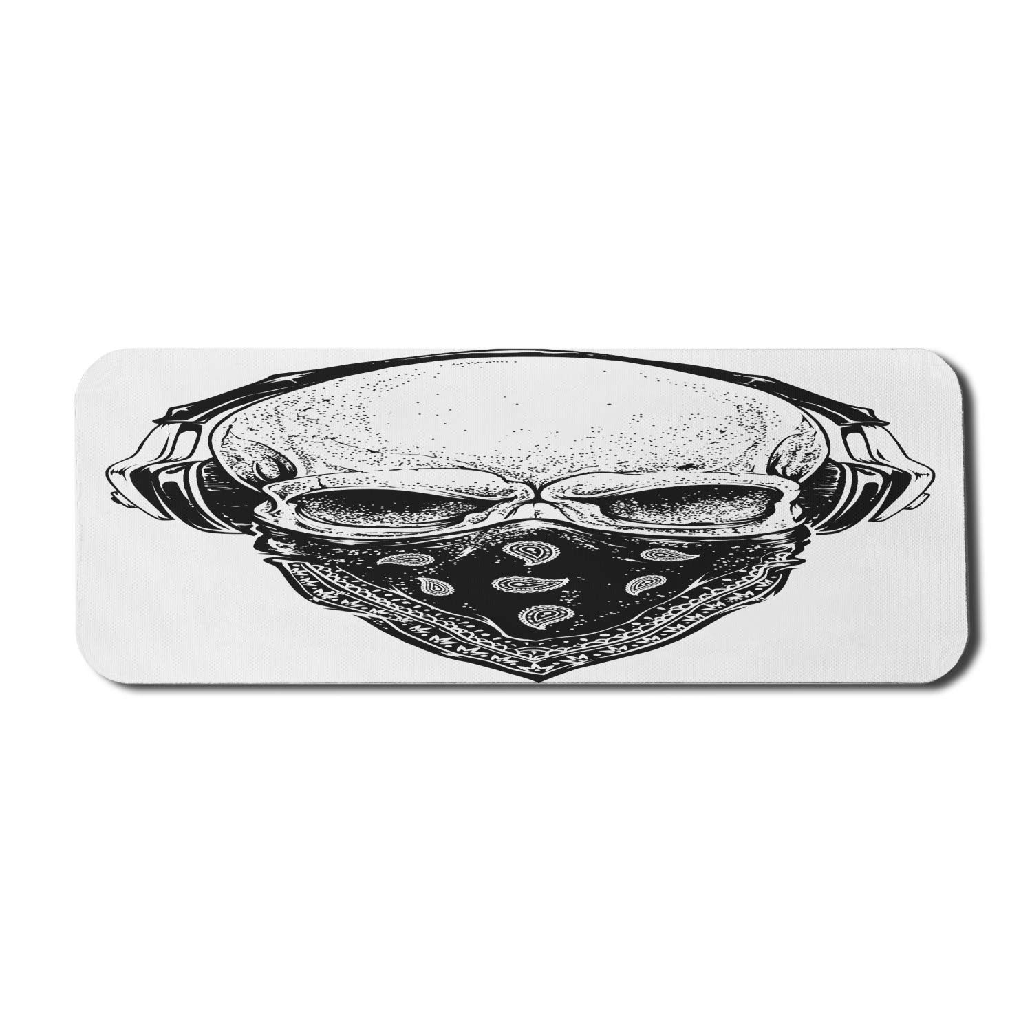 Ambesonne Gothic Skull Mouse Pad - Non-Slip Rubber Gaming Mousepad with Bandana & Headphones Design, 31