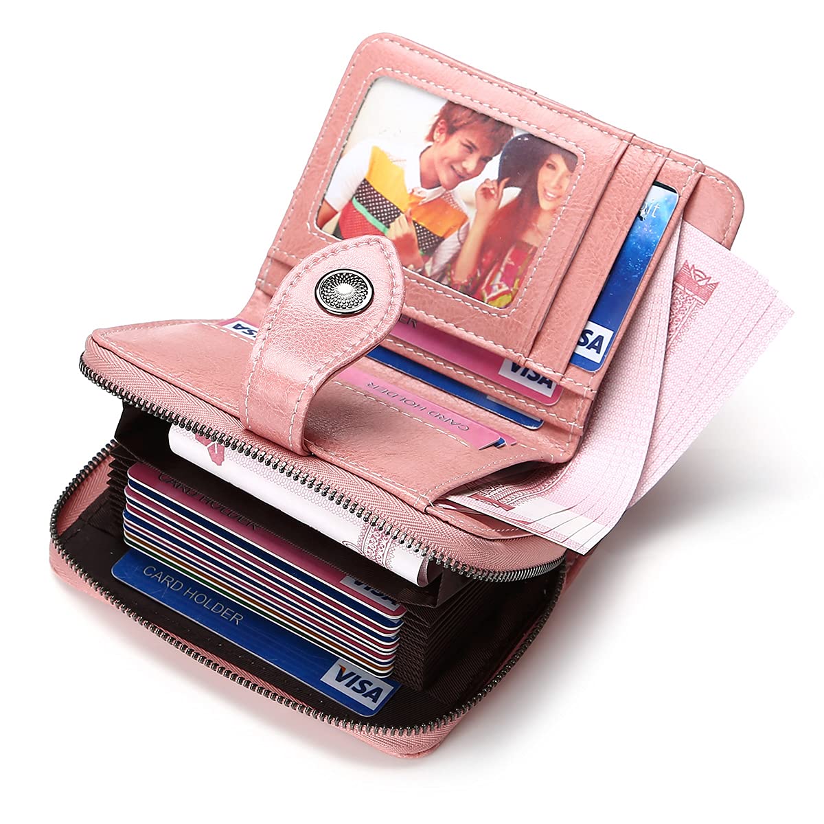 RFID Blocking Leather Wallets for Women - Slim Bifold Wallet with Zipper Pocket & Card Slots | Perfect for Everyday Use, Travel & Gift Giving