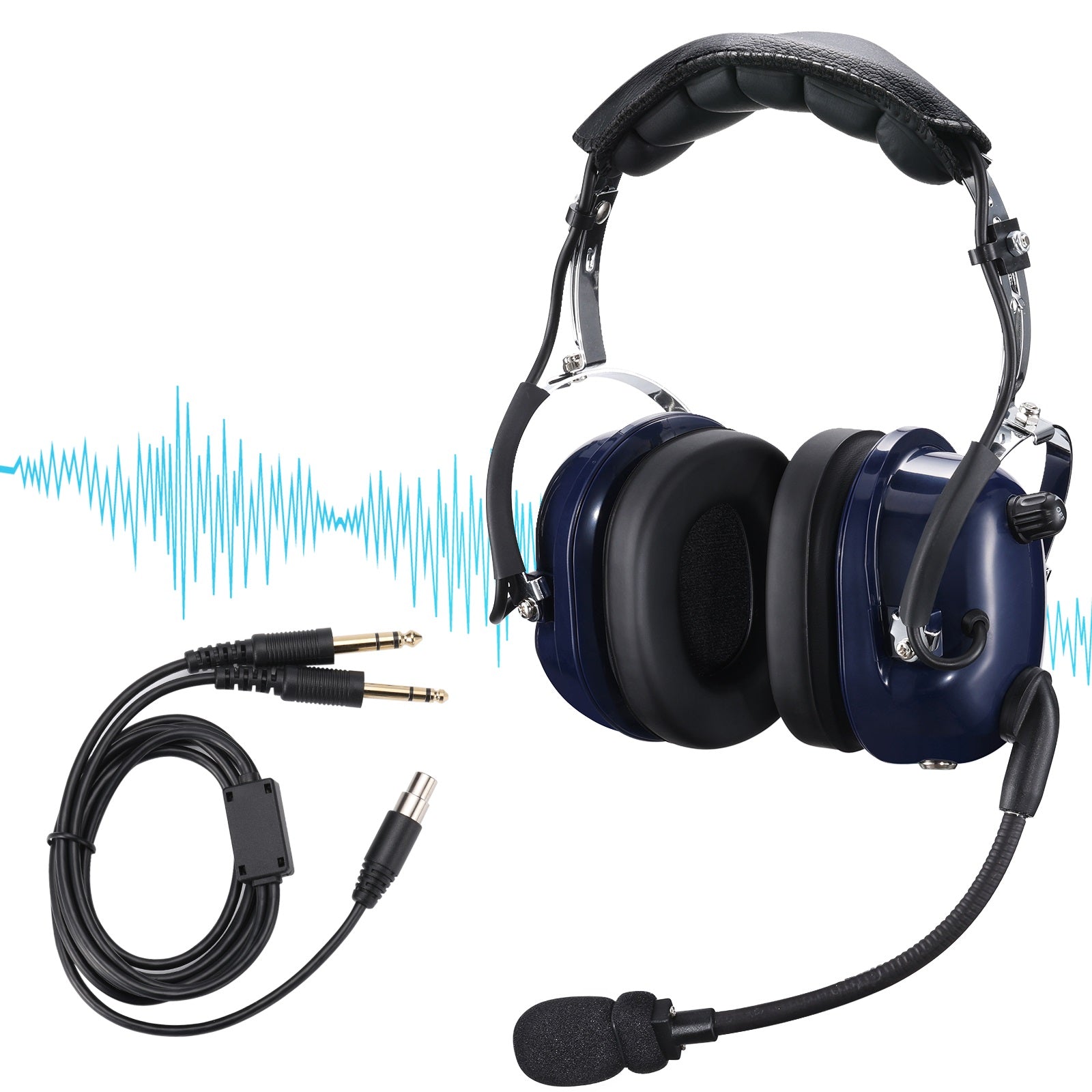 Radioddity AH200 Aviation Headset with 24dB Noise Reduction, Adjustable Headband & 360° Rotating Mic - Perfect for Pilots, Flight Training & Air Traffic Control