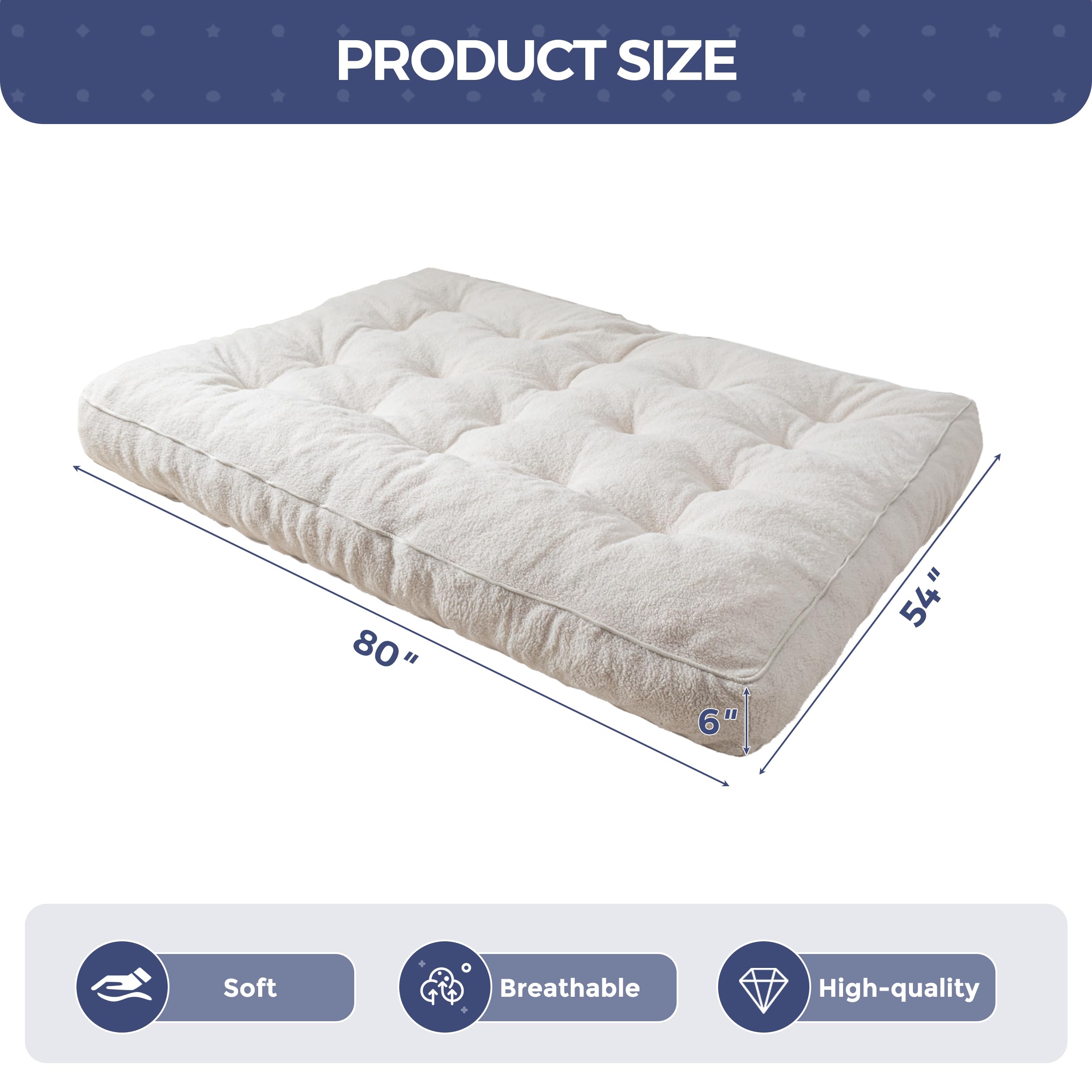 MAXYOYO 6-Inch Full Size Futon Mattress - Thick Boucle Sofa Bed with Shredded Foam Filling for Adults (Frame Not Included) | Perfect for Guest Rooms, Dorms, Apartments & Floor Sleeping - Beige