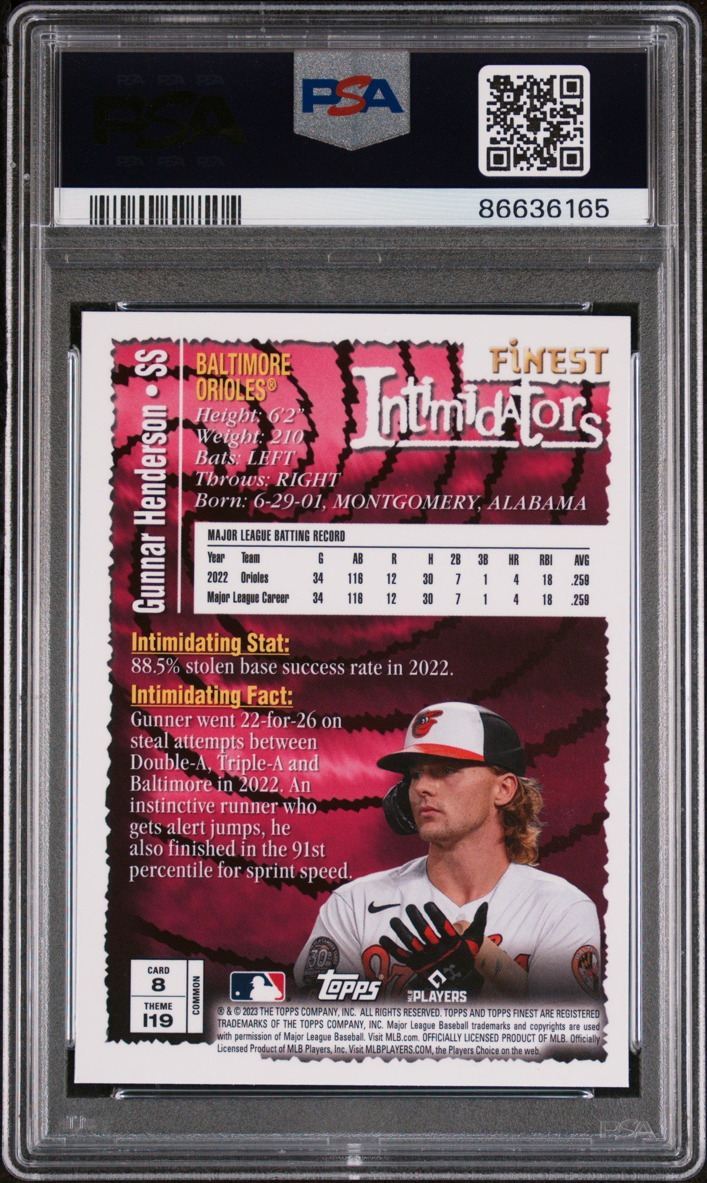 2023 Topps Finest Flashbacks Gunnar Henderson #8 PSA 9 Mint Condition - Baseball Trading Card for Collectors & Investors | Perfect for Display, Gifts, and Sports Memorabilia Collections