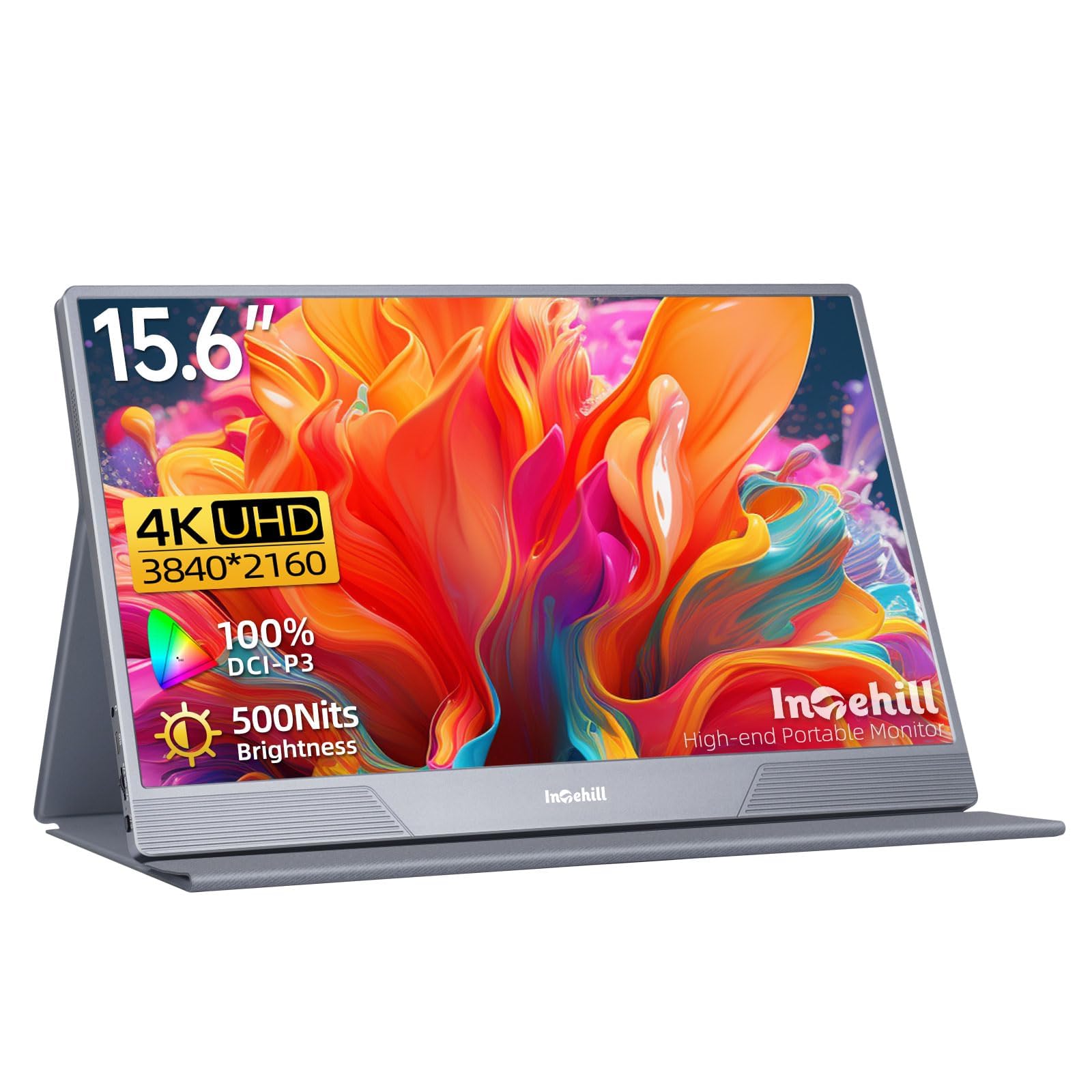 4K Portable Monitor 15.6 Inch - A+ Grade Ultra HD 3840x2160 USB-C & HDMI Laptop Screen - HDR Gaming Monitor with Built-in Speakers for Travel, Office & Home Entertainment