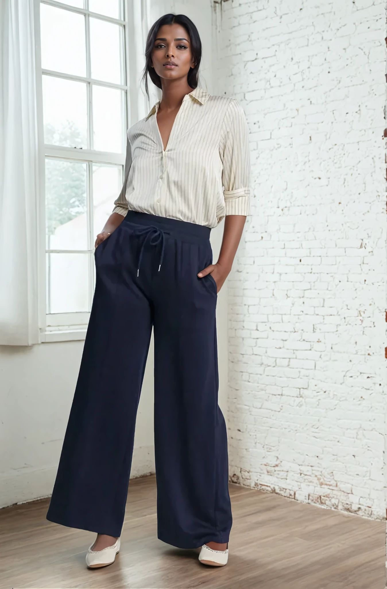 Stylish Women's Drawstring Wide Leg Resort Pants with Pockets - Comfortable Beachwear for Vacation, Yoga & Lounge