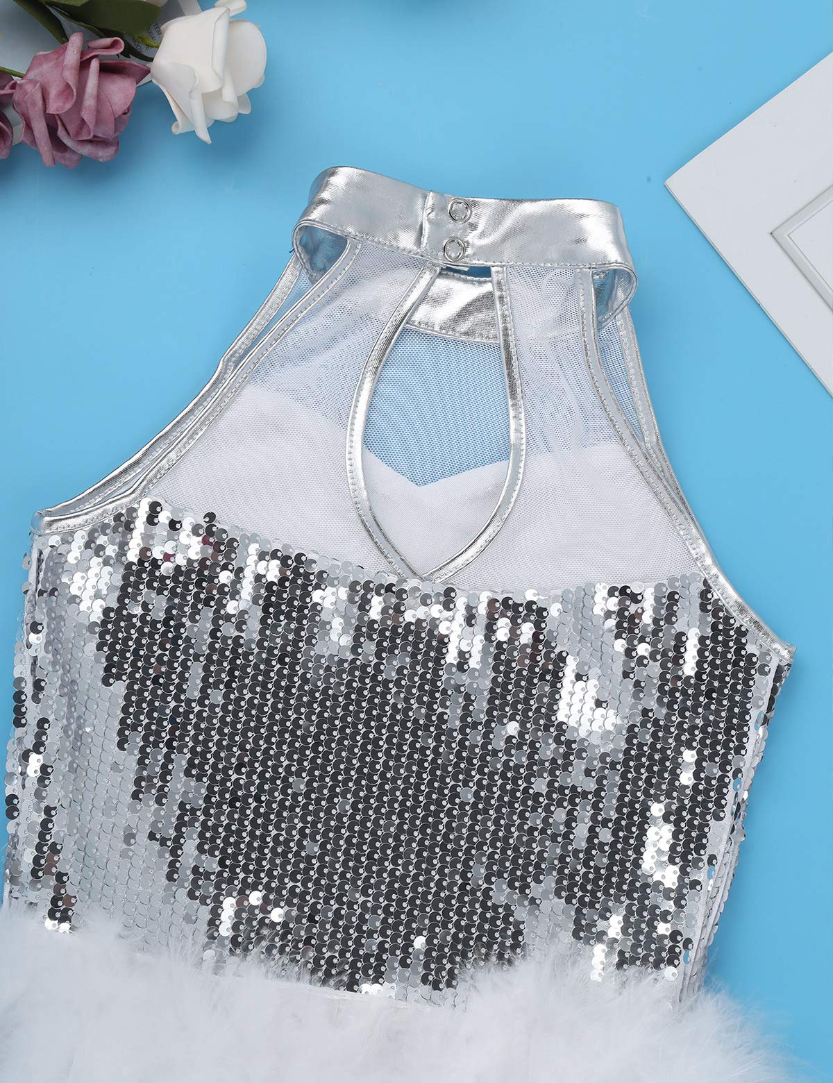 Sparkly Girls Ballet Dance Dress - Sequined Jazz Latin Street Dance Costume for Performances & Active Dancewear | Perfect for Recitals, Competitions & Practice