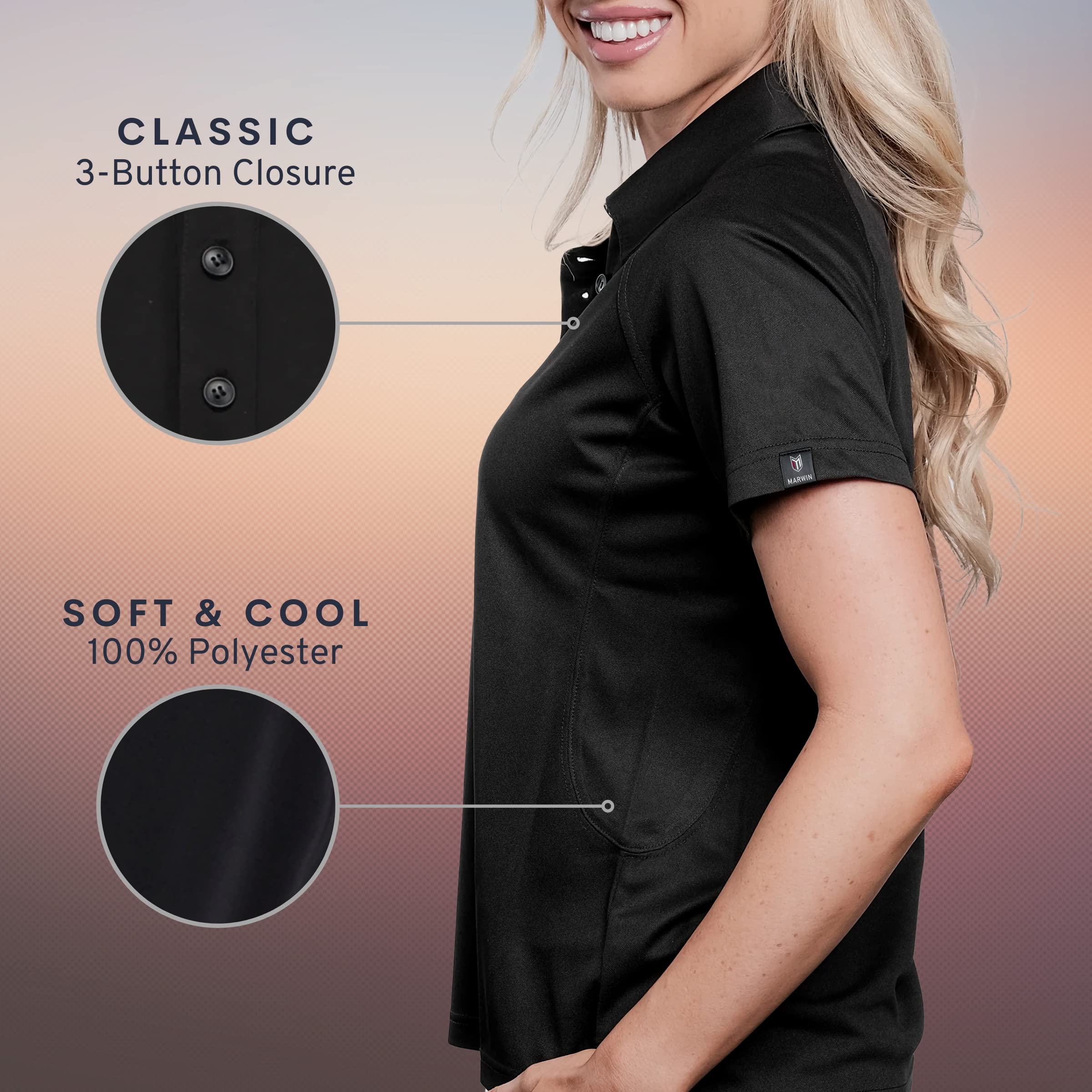 Marwin Sports Dodge SRT Official Licensed Women's Short Sleeve Polo Shirt - Performance Polyester Fabric, Classic 3-Button Design for Racing Fans - Perfect for Race Day, Car Shows & Casual Wear