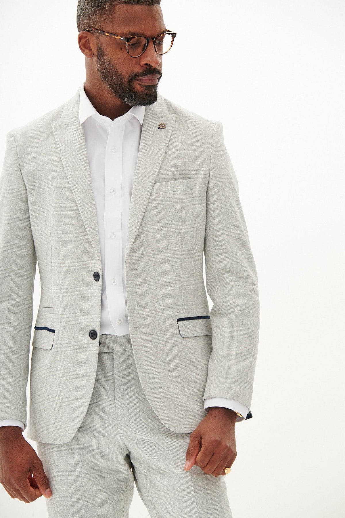 BROMLEY Stone Check Two Piece Suit for Men | Classic Business & Formal Attire | Perfect for Office, Weddings & Special Events