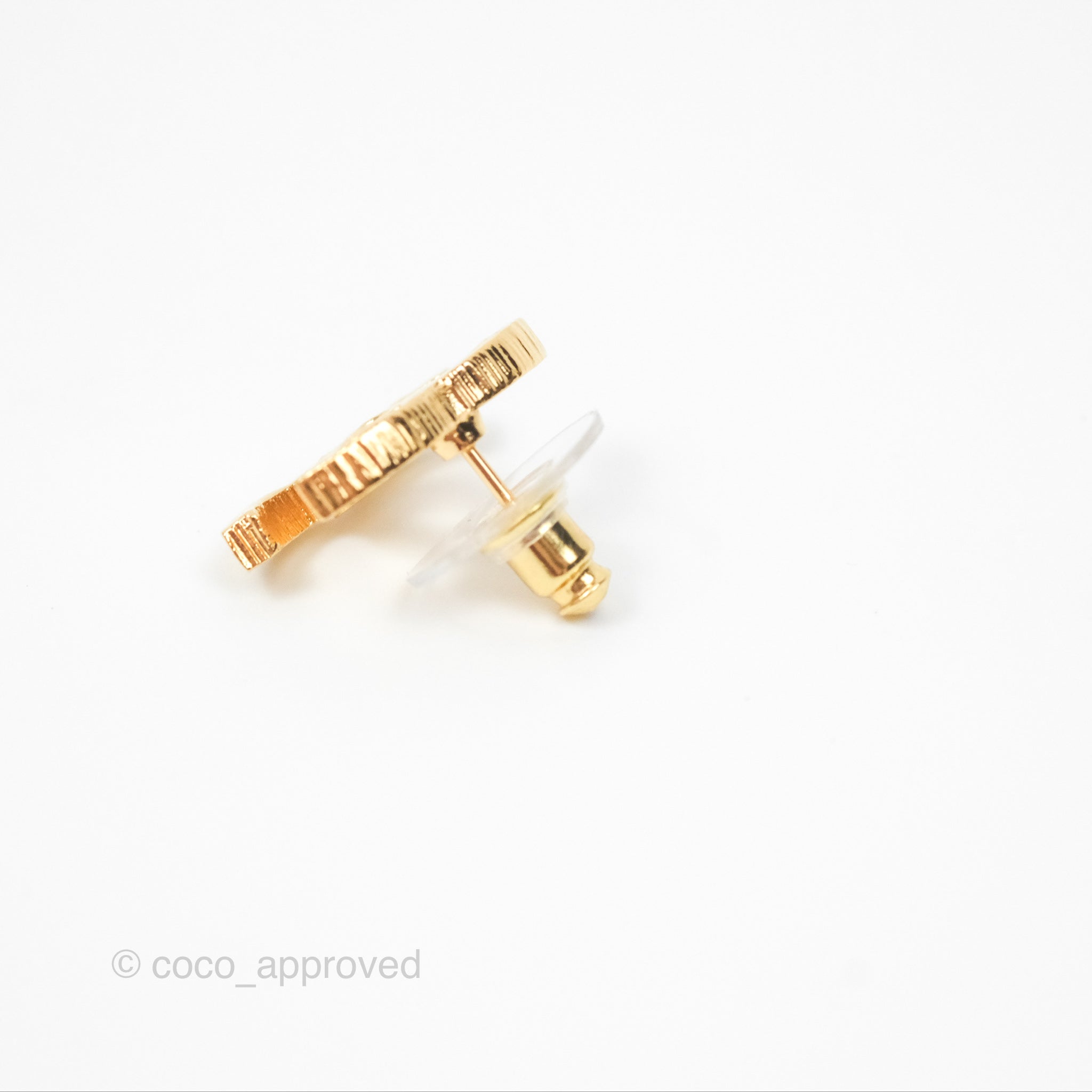 Chanel CC Logo Stud Earrings - 24K Gold Tone Luxury Fashion Jewelry for Women - Perfect for Parties, Weddings & Special Occasions