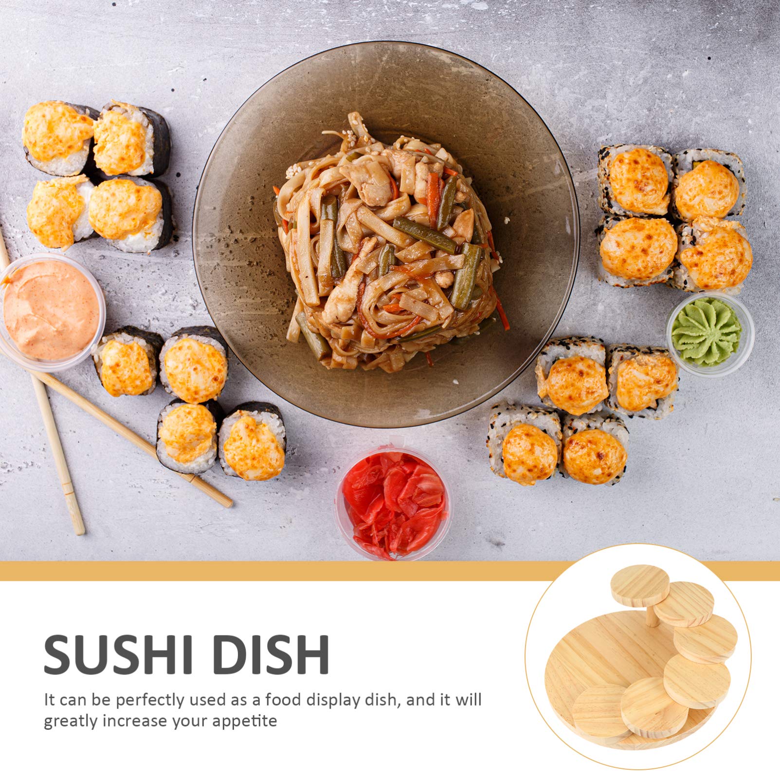 DOITOOL Rotating Sushi Serving Plate - Bamboo Sashimi Tray, Japanese Style Round Sushi Board for Sushi Presentation & Party Serving | Perfect for Home Dining, Restaurants & Entertaining Guests
