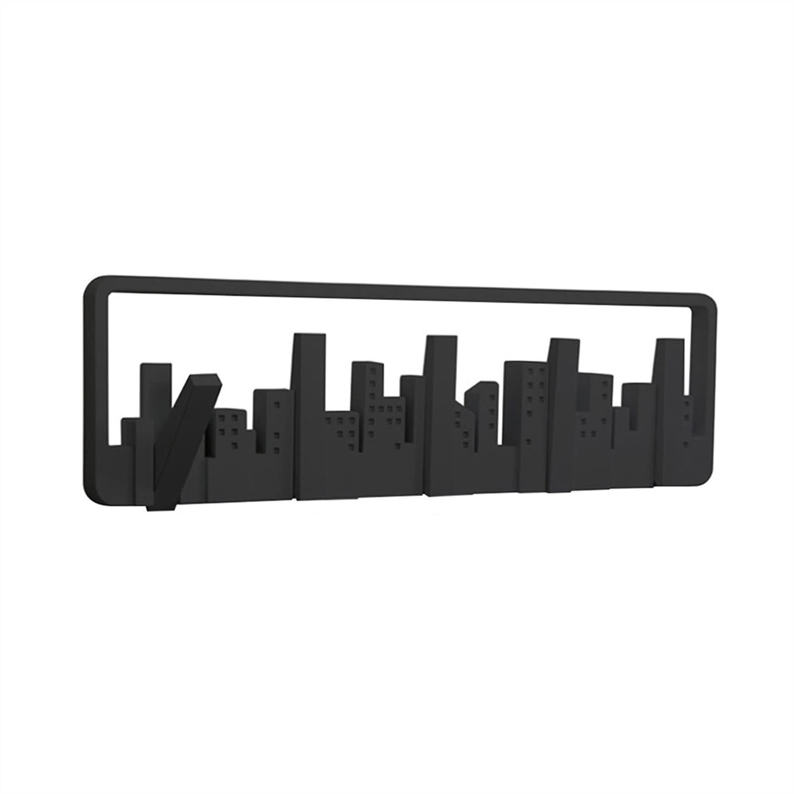 Sturdy Black Wall Mounted Coat Hooks - Multipurpose Durable Hangers for Jackets, Hats & Bags - Pastoral Style Decorative Wall Hooks with Cityscape Art Design - Perfect for Entryway, Bedroom & Bathroom Organization
