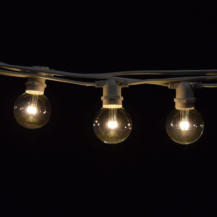 50 Foot C9 Commercial LED G50 Globe String Lights - 40 Clear 2 Inch .6 Watt Bulbs with White Wire - Outdoor Patio, Garden, Christmas & Holiday Decorations