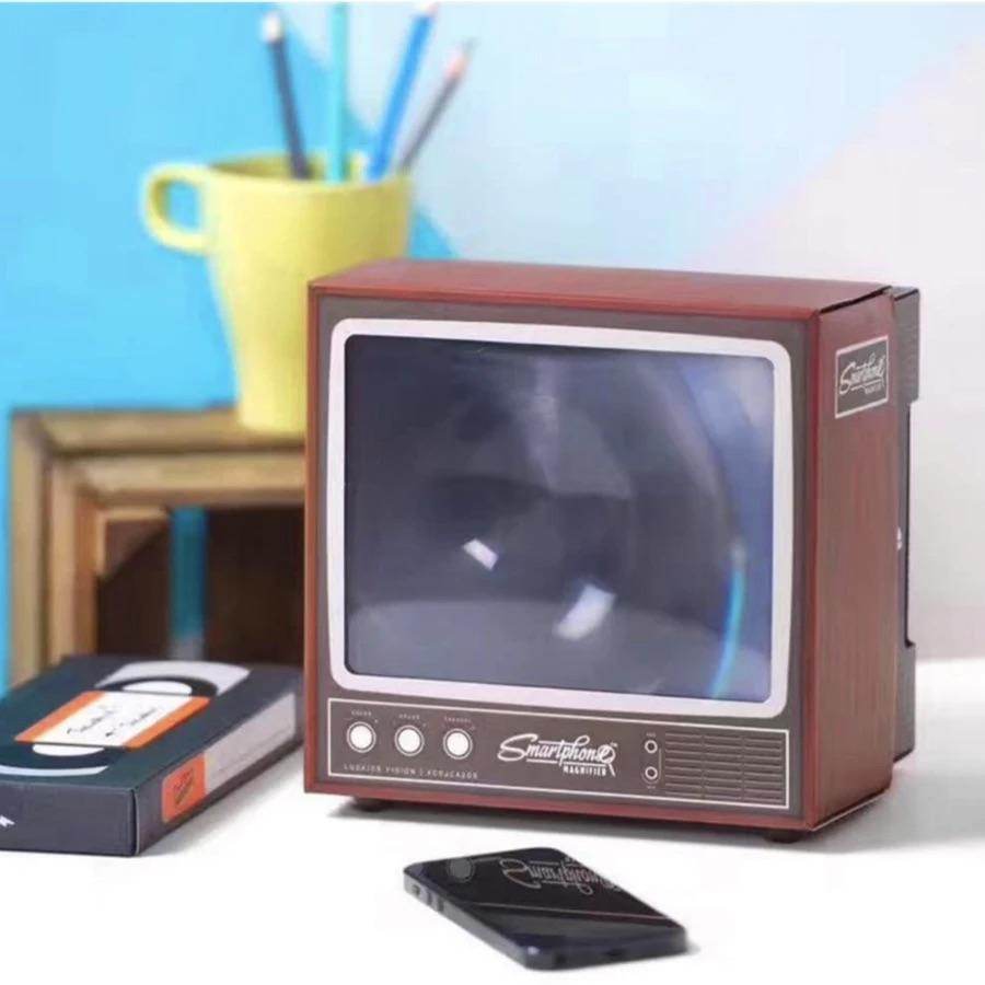 Vintage TV Style Magnifying Glass for Phone - Retro Phone Screen Enlarger with Stand - Perfect for Reading, Crafts & Elderly Use