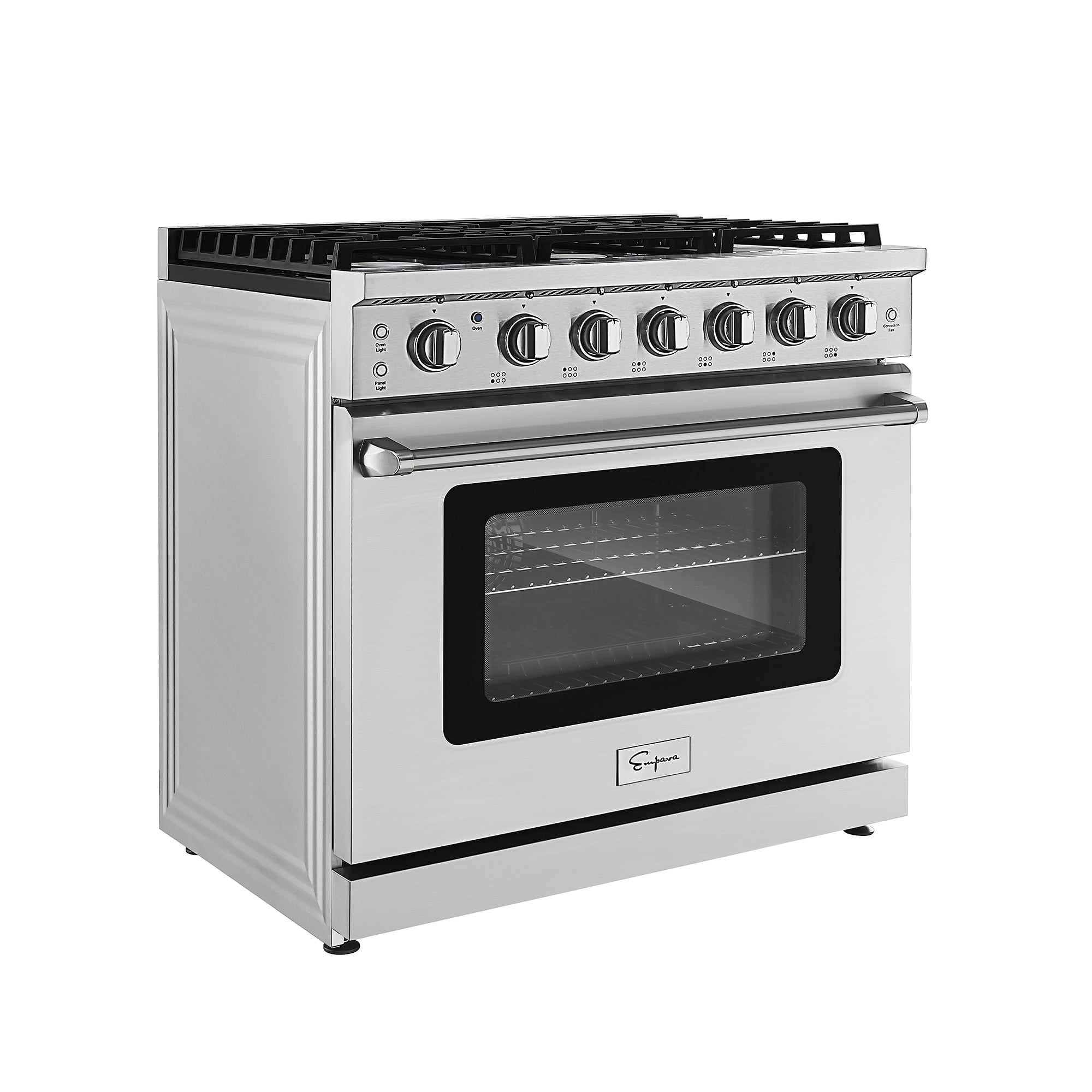 Empava 36 Inch Pro Style Freestanding Gas Range with 4 Sealed Burners - Stainless Steel 36GR11 - Perfect for Home Kitchens & Professional Cooking