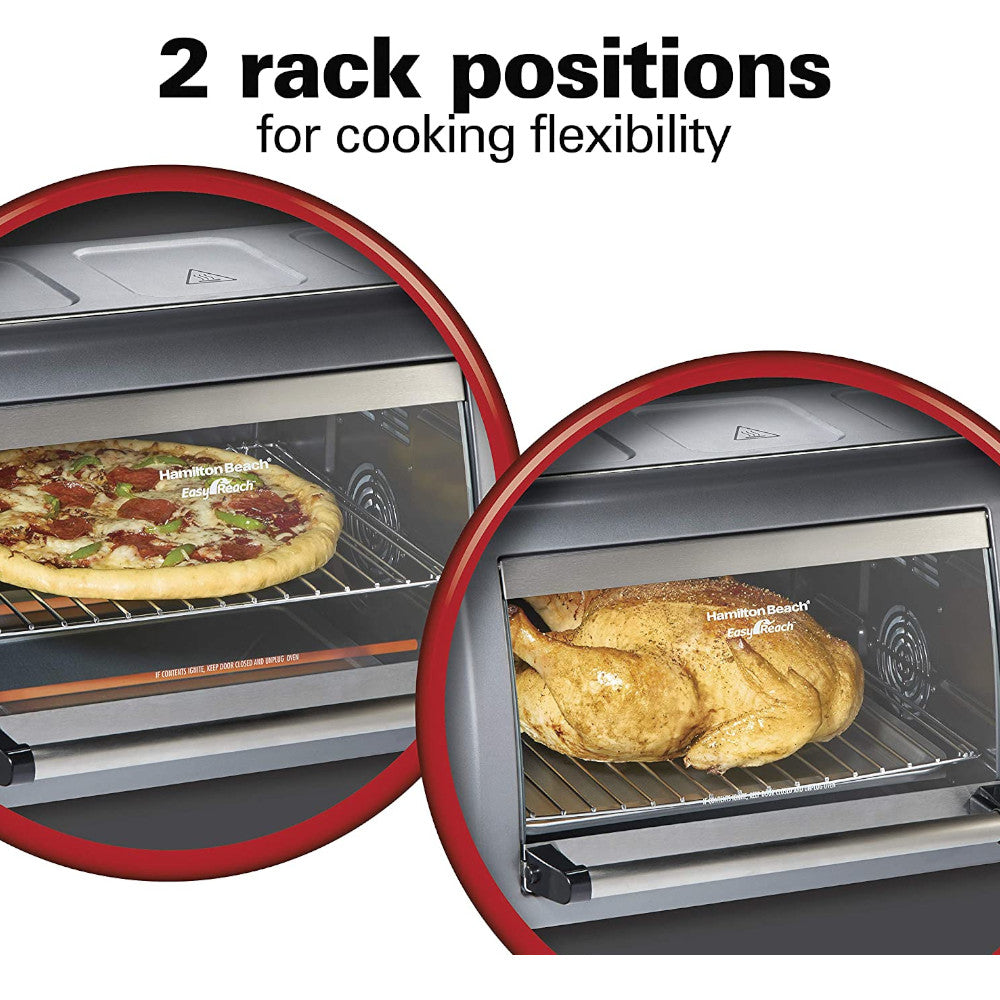 Hamilton Beach Easy Reach Convection Countertop Oven 31434 - 6-Slice Toaster Oven with Convection Bake, Broil & Toast Functions - Perfect for Small Kitchens, Dorms & Apartments