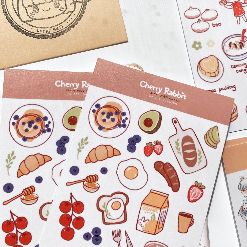 Breakfast Sticker Sheet - Fun Food Decals for Planners, Journals & Scrapbooking - Perfect for DIY Projects, School Supplies & Party Decorations