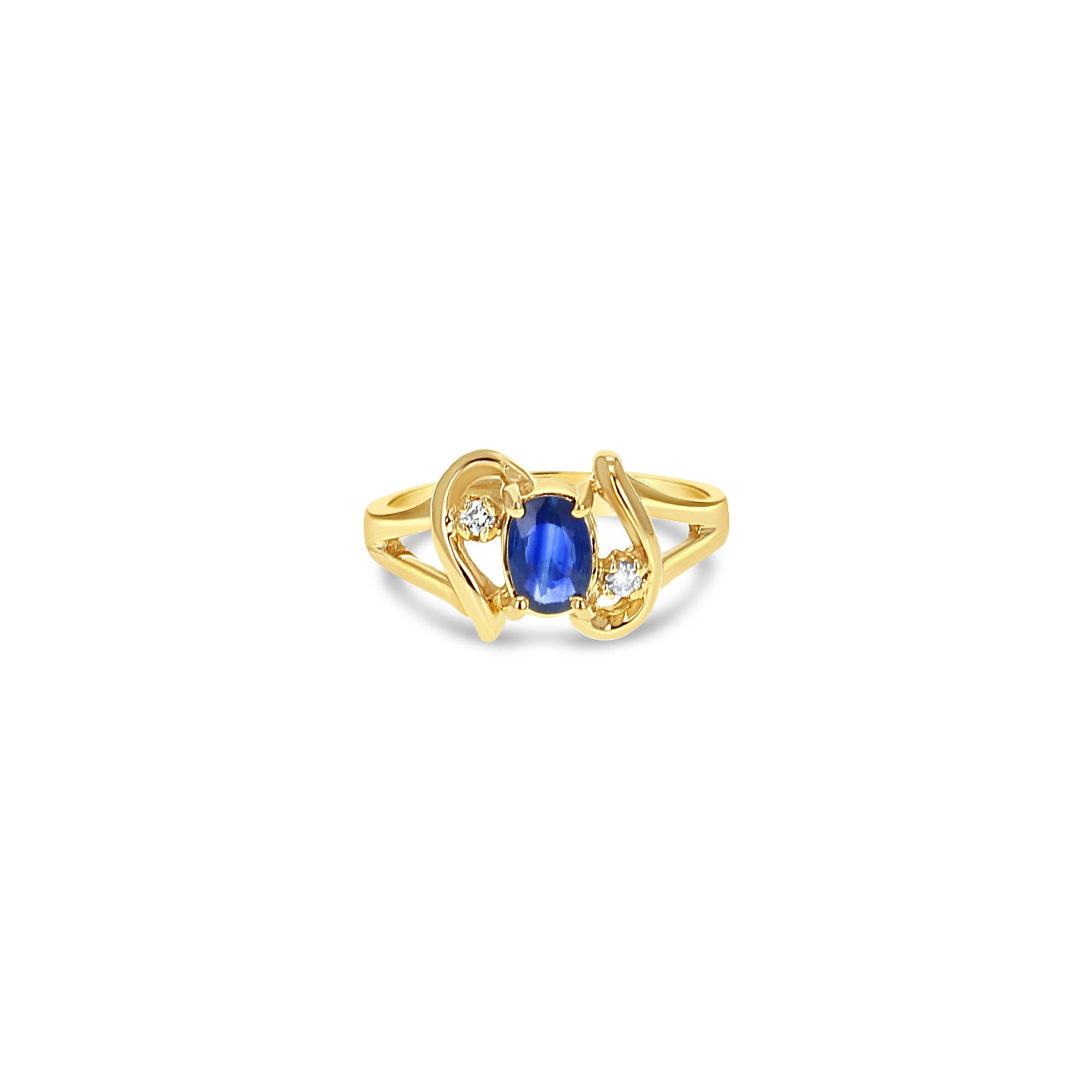 14K Yellow Gold Sapphire Diamond Ring for Women - Elegant Engagement, Wedding, Anniversary & Gift Jewelry