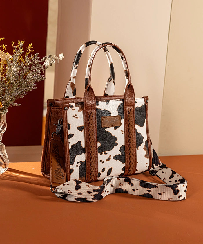 Wrangler Cow Print Concealed Carry Handbag for Women - Fashionable Western Style Purse with Hidden Gun Pocket | Perfect for Everyday Carry, Travel & Outdoor Adventures