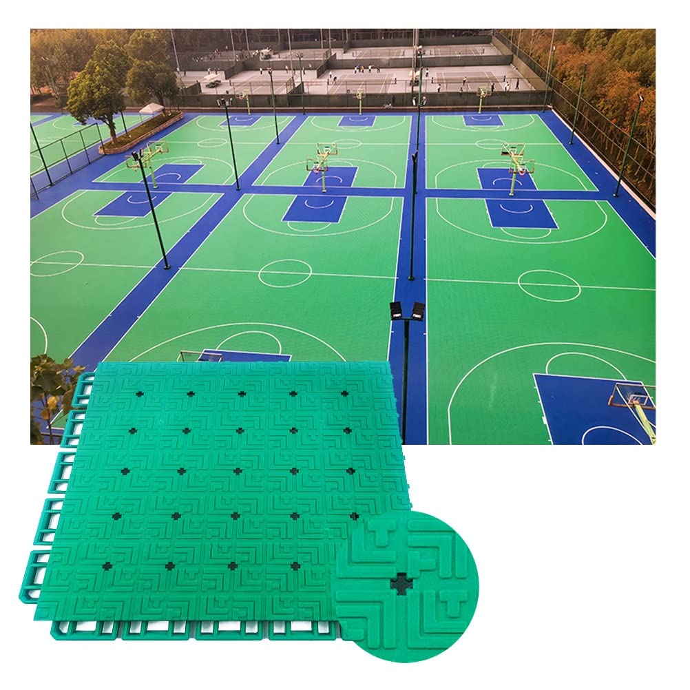 Interlocking Basketball Court Floor Tiles - Soft PP Anti-Slip Wear-Resistant Modular Sports Tiles for Outdoor Courts, Playgrounds & Backyard Basketball Areas