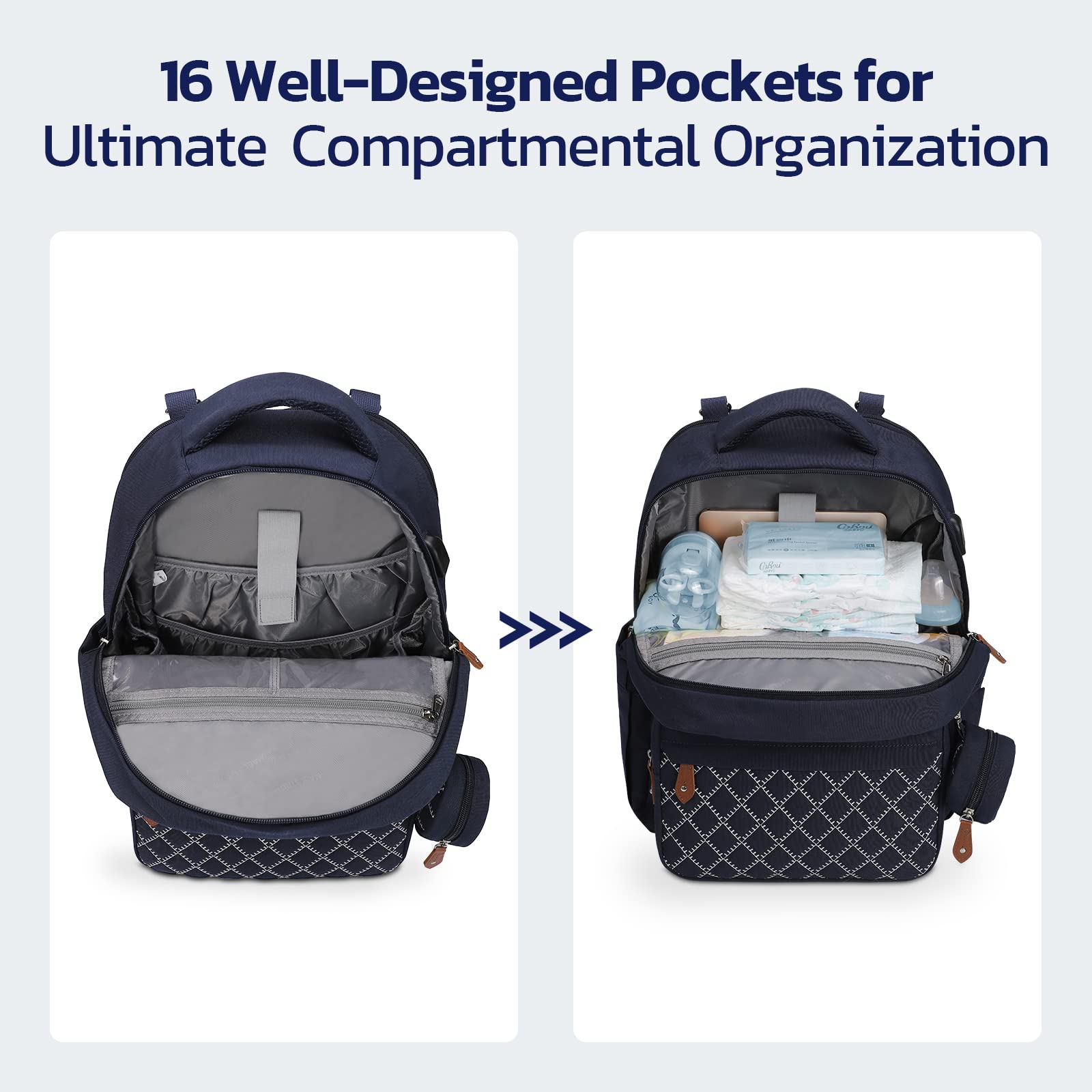 **Maelstrom Expandable Diaper Backpack for Twins & 2 Kids – 45L Large Baby Bag with Removable Crossbody Bottle Holder – Stylish Unisex Nappy Bag for Moms & Dads – Navy Blue – Perfect for Travel, Daycare & Family Outings**
