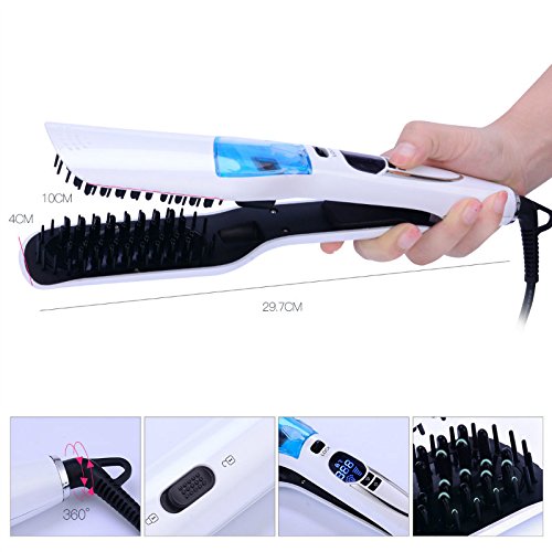 Negative Ions Hair Straightening Brush with Fast Heat Up for Thick Coarse Long Hair - White | Salon-Quality Styling at Home for Smooth & Shiny Hair