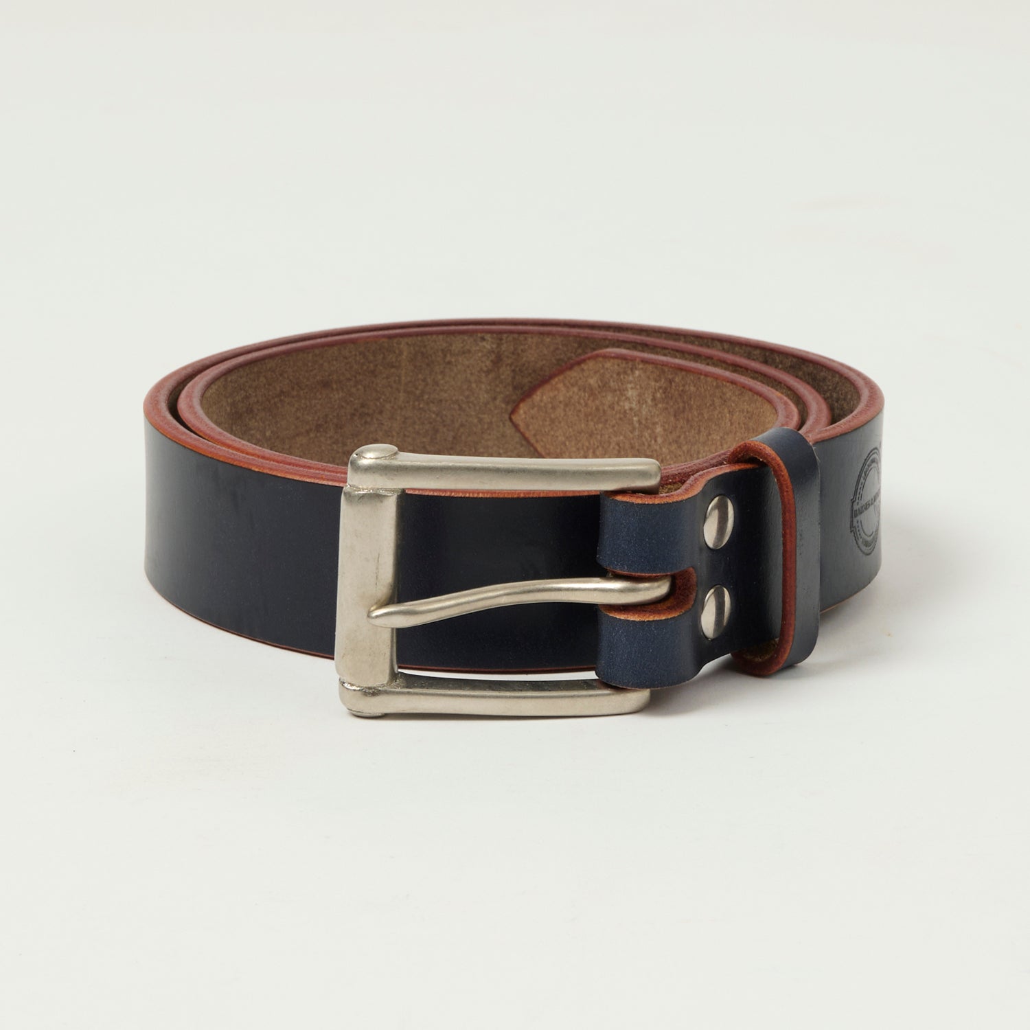 Barnes & Moore Garrison Belt - Indigo/Nickel - Durable Leather Belt for Men - Perfect for Casual Wear, Office & Outdoor Activities