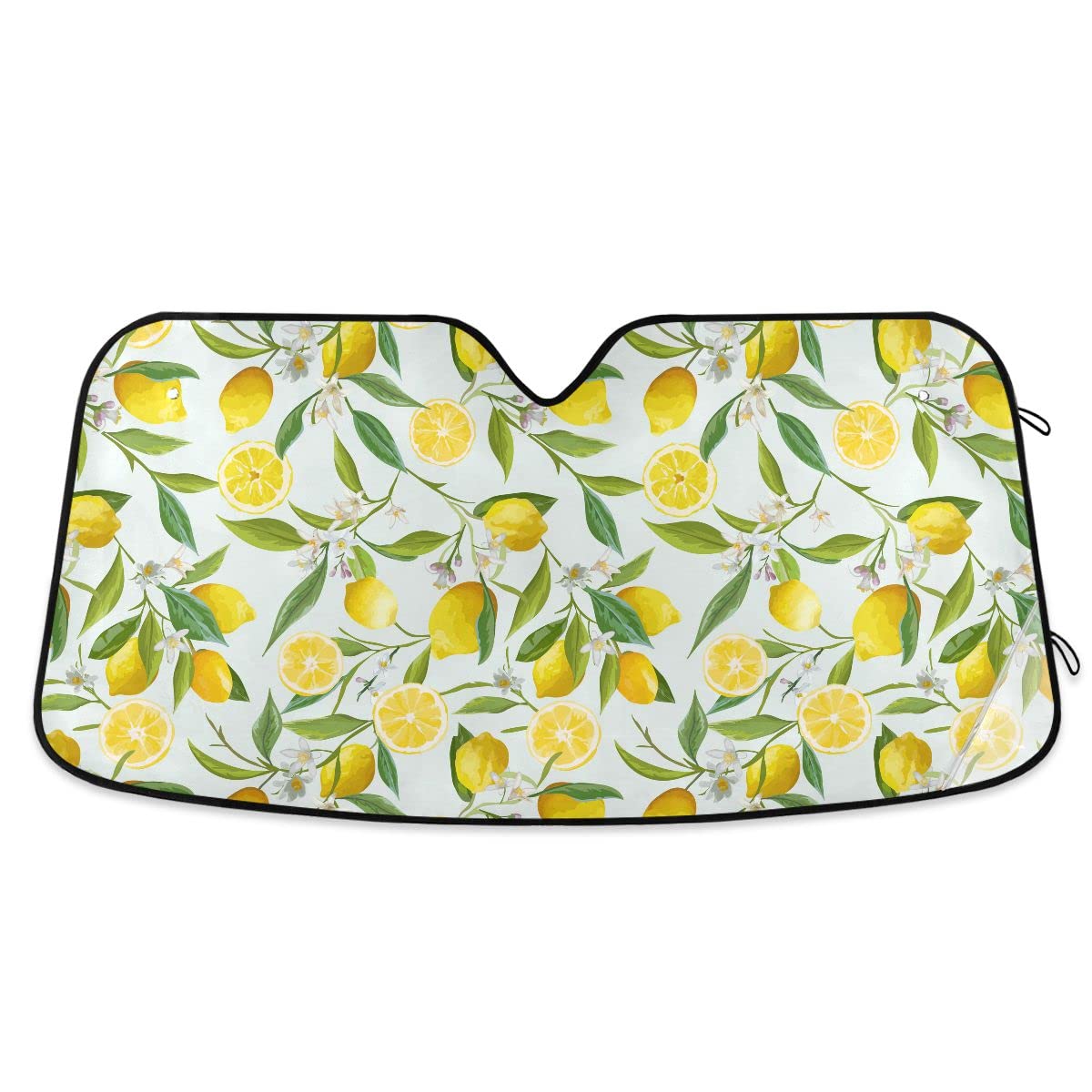 Foldable Car Windshield Sun Shade with Lemon Floral Design - UV Blocking Sun Visor Protector for Cars & Trucks | Heat Reflector to Keep Vehicle Cool | Perfect for Summer Parking & Road Trips