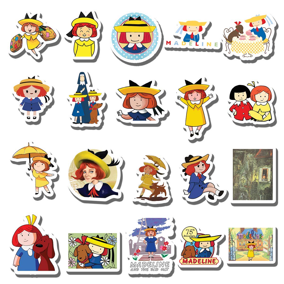 20 PCS Madeline Aesthetic Vinyl Stickers - Colorful, Waterproof Decals for Water Bottles, Laptops, Scrapbooking, Luggage, Skateboards & Guitars - Perfect for DIY Crafts, School Supplies & Personalizing Accessories