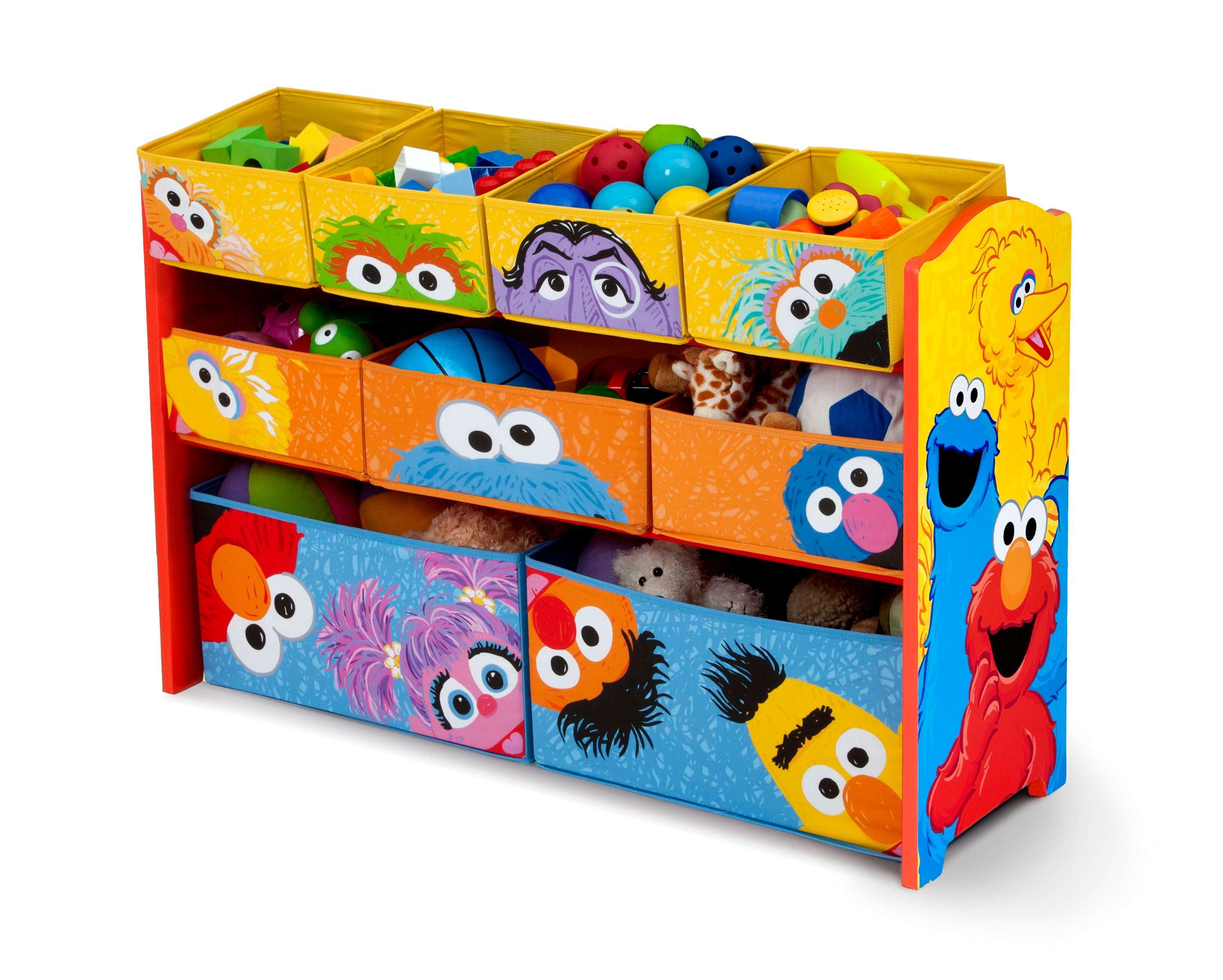 Sesame Street Deluxe Multi Bin Toy Organizer - Kids Room Storage Solution for Toys, Books & Crafts - Perfect for Playrooms, Daycares & Preschools