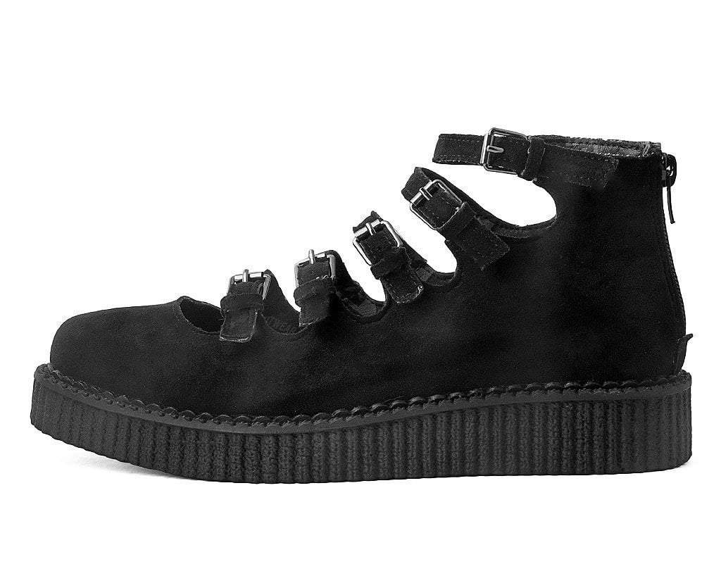 Black Faux Suede Multi Strap Pointed Toe Mary Jane Shoes for Women - Comfortable & Stylish Heels for Office, Party & Everyday Wear
