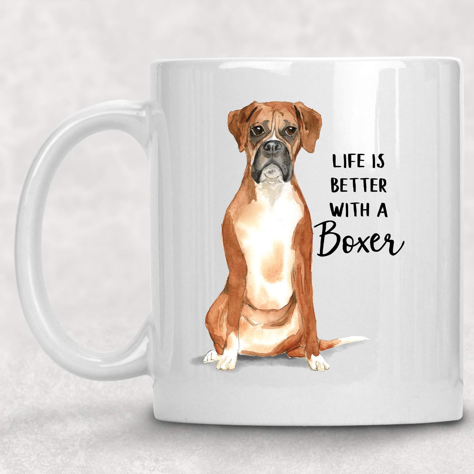 Boxer Dog Lover Coffee Mug - 11oz Ceramic Watercolor Boxer Puppy Cup - Best Gift for Dog Owners & Boxer Breed Lovers - Perfect for Coffee, Tea & Hot Drinks at Home or Office