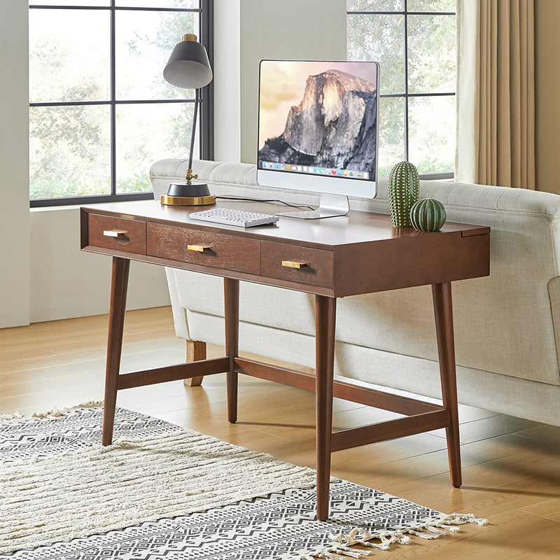 Trevor Mid Century Modern Computer Office Desk with USB Ports - Stylish Home Office Desk for Work & Study, Perfect for Small Spaces & Modern Interiors