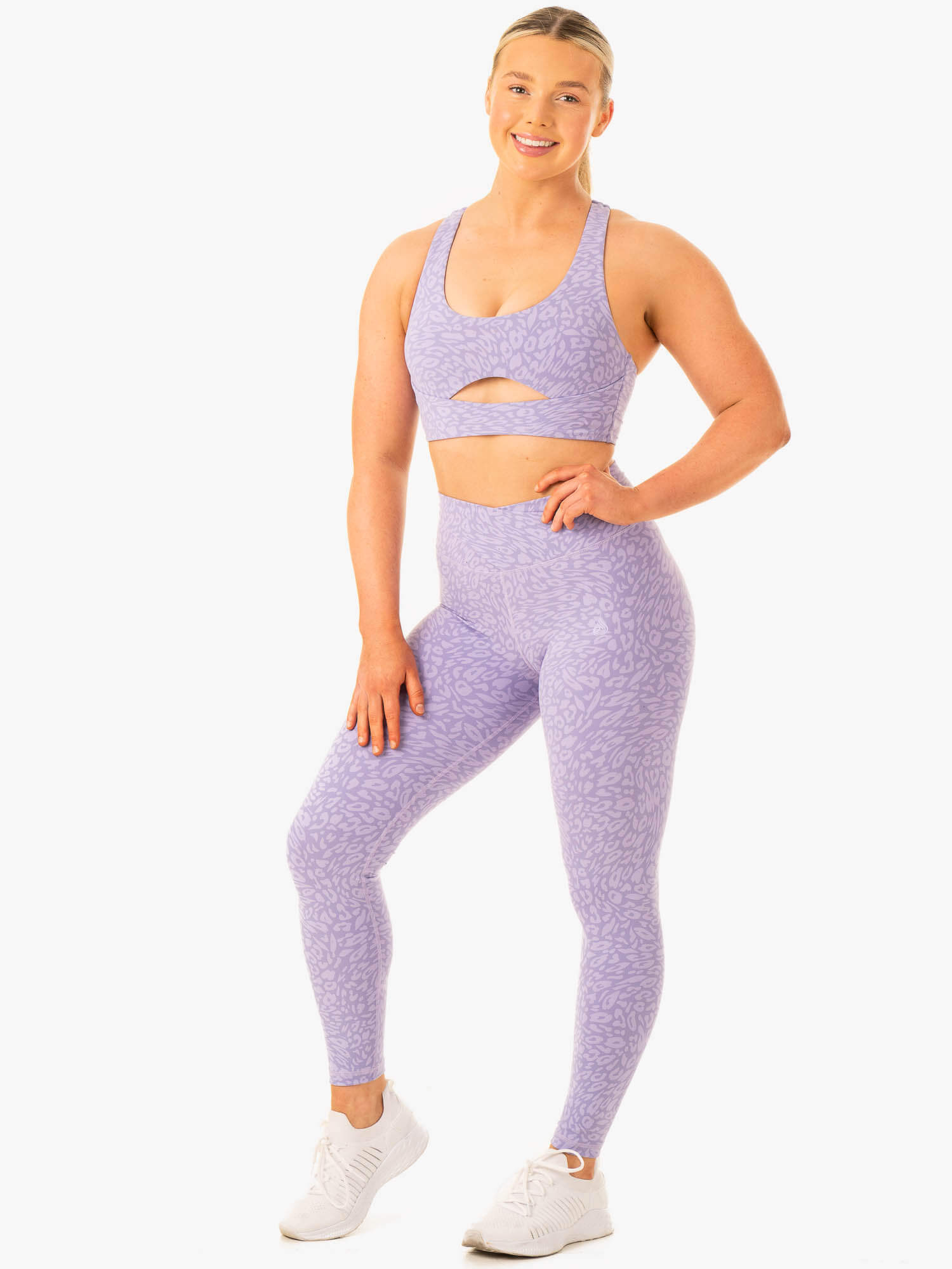 Rotation Sports Bra Iris Leopard - High Support Workout Top for Women - Yoga, Running & Gym Fitness Apparel
