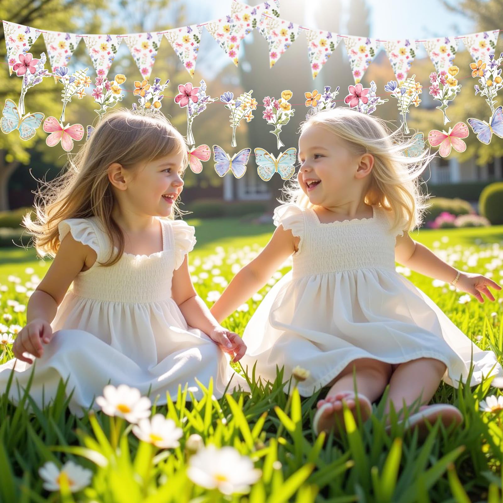 Floral Birthday Decorations - Elegant Flower Bouquet Garland & Party Banners for Girls & Women | Perfect for Birthday Parties, Baby Showers & Bridal Showers