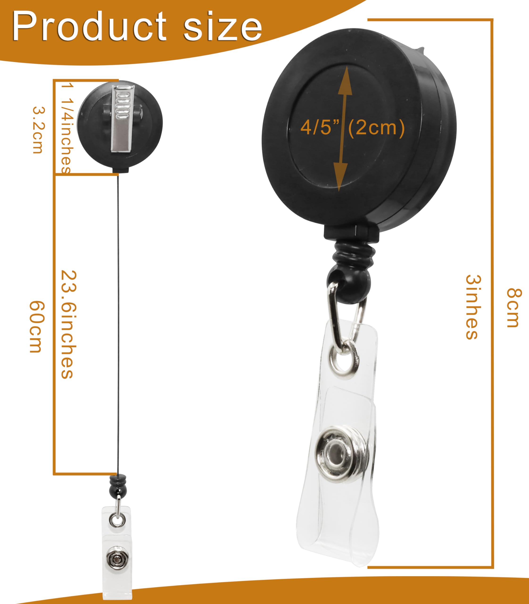 Retractable Badge Reel with Clip & Key Ring - 2 Pack ID Badge Holder for Work, Security, Events & Conventions - Durable Lanyard Accessory for Nurses, Teachers & Office Professionals