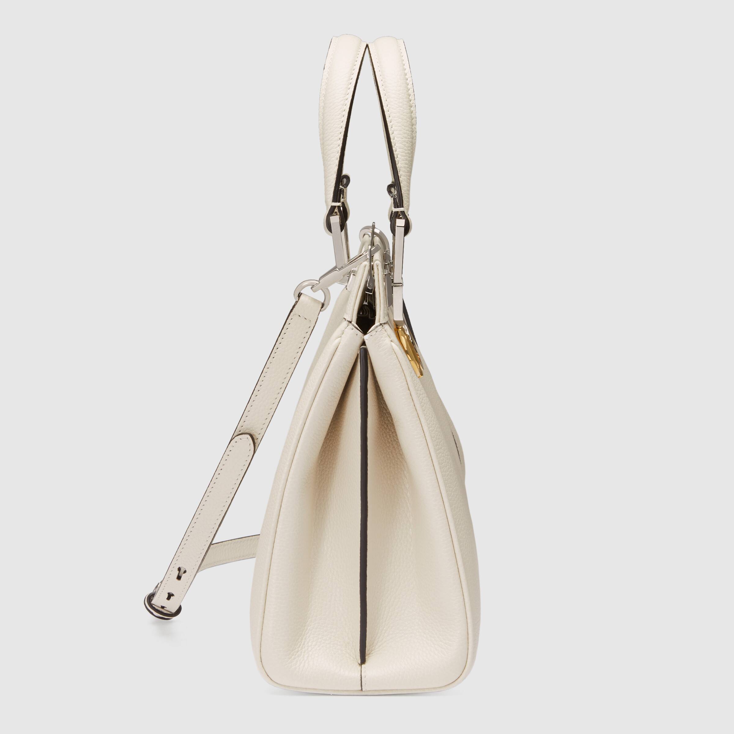 Gucci Zumi Small Top Handle Bag in White Grainy Leather - Perfect for Work, Parties & Everyday Elegance