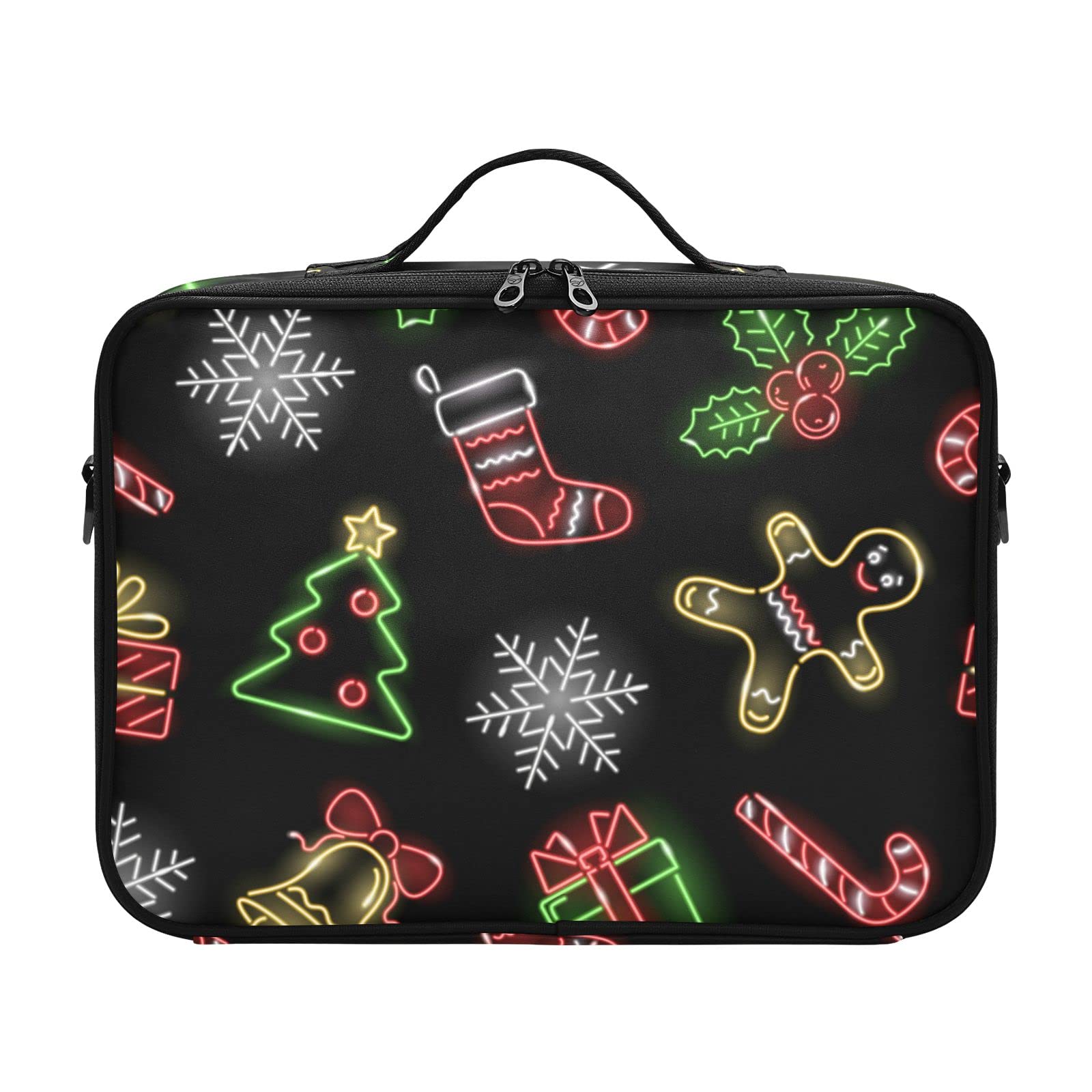 GAIREG Christmas Nutcracker Makeup Organizer - Large Adjustable Cosmetic Case with Dividers for Makeup Brushes & Toiletries | Holiday Travel Storage & Gift Idea