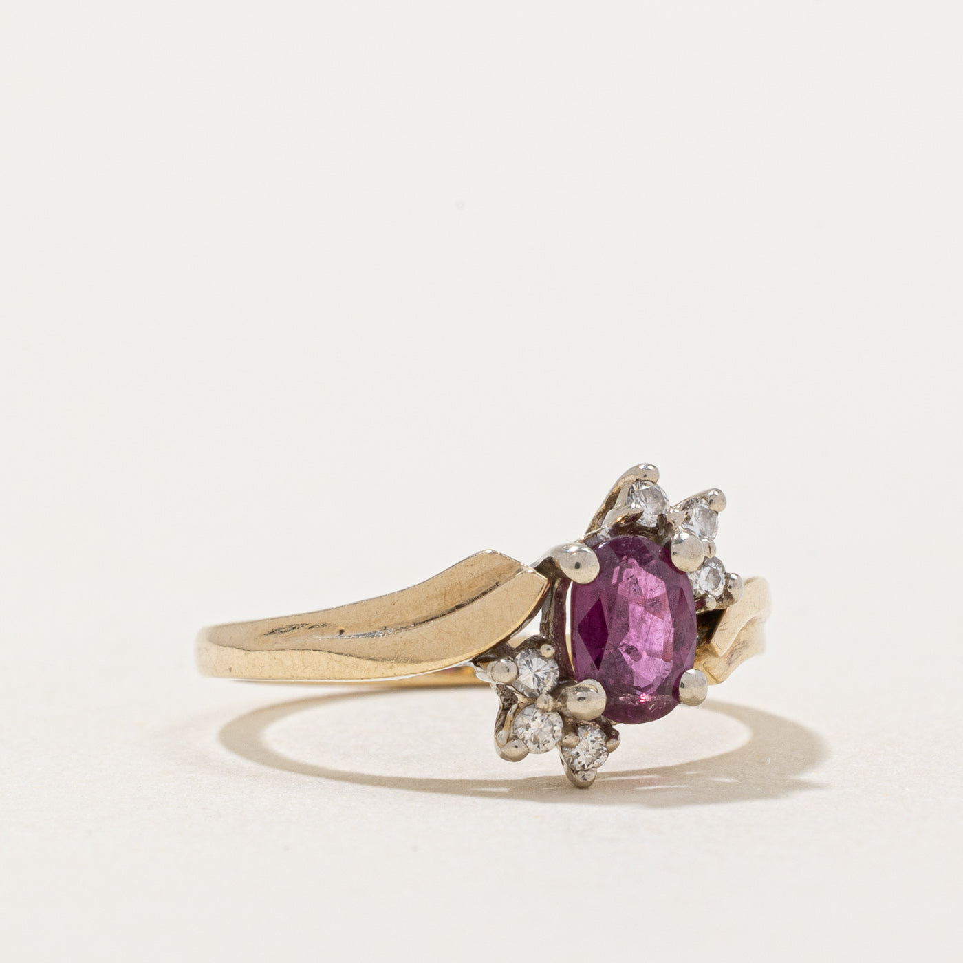 Exquisite Ruby & Diamond Bypass Ring - 0.40ct Natural Ruby & 0.07ctw Diamonds - Size 5 - Perfect for Engagement, Anniversary & Valentine's Day Gifts