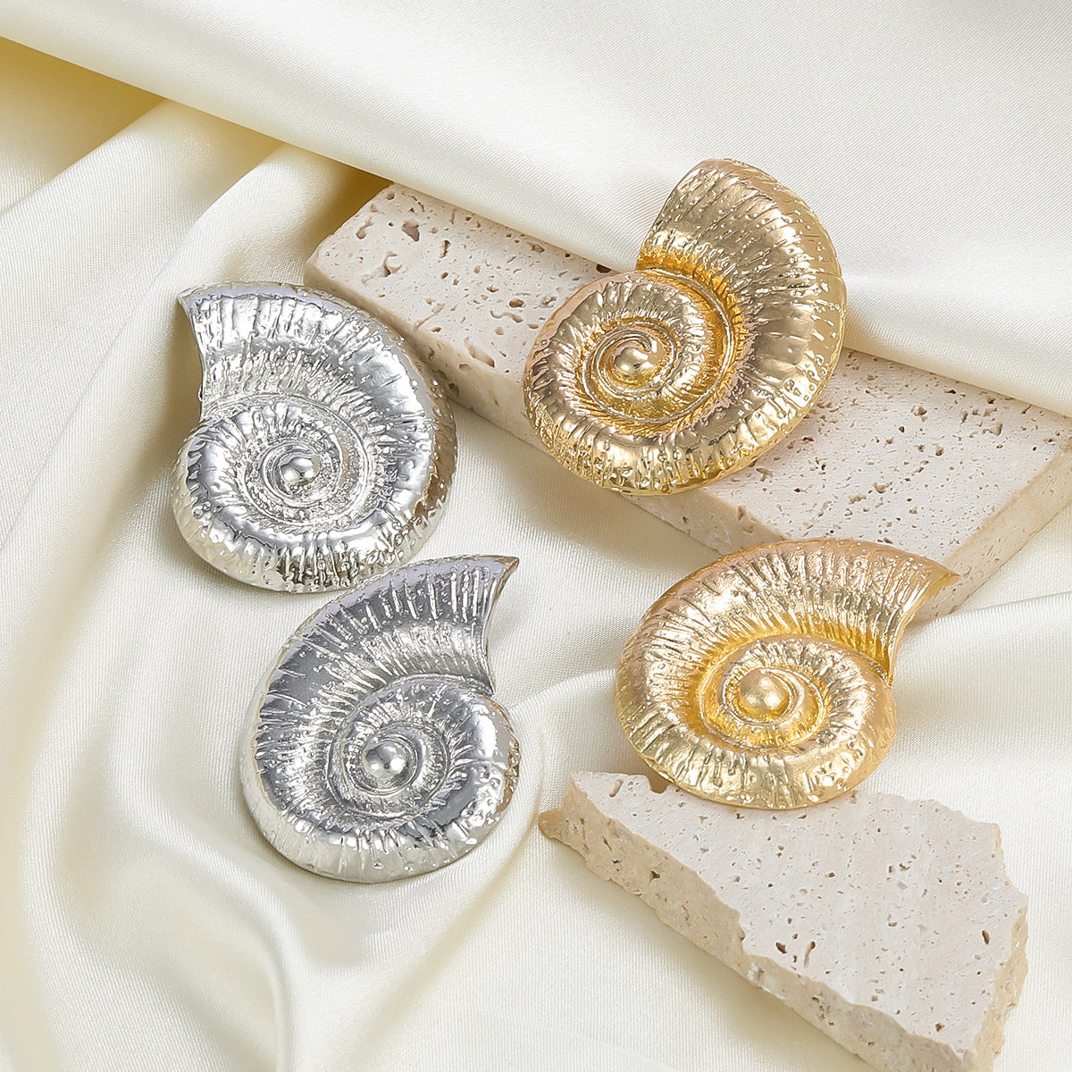 Fashionable Fake Beach Style Conch Alloy Stud Earrings for Women - Trendy Summer Jewelry for Vacation, Party & Boho Outfits