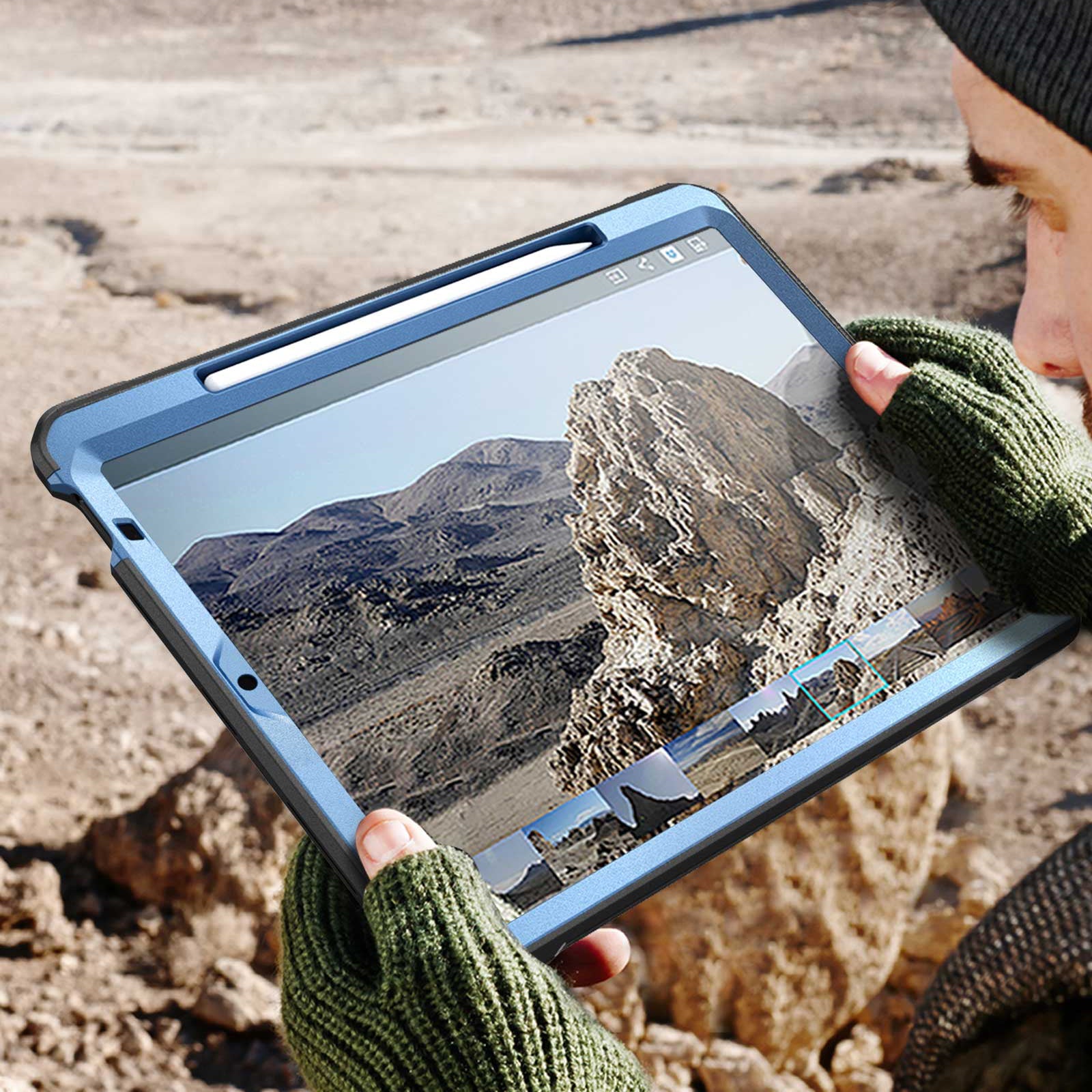 iPad Air 4 / 5 Unicorn Beetle PRO Rugged Kickstand Case - Shockproof Protective Cover with Built-in Stand, Metallic Blue (Open Box) - Perfect for Outdoor Activities, Travel & Work